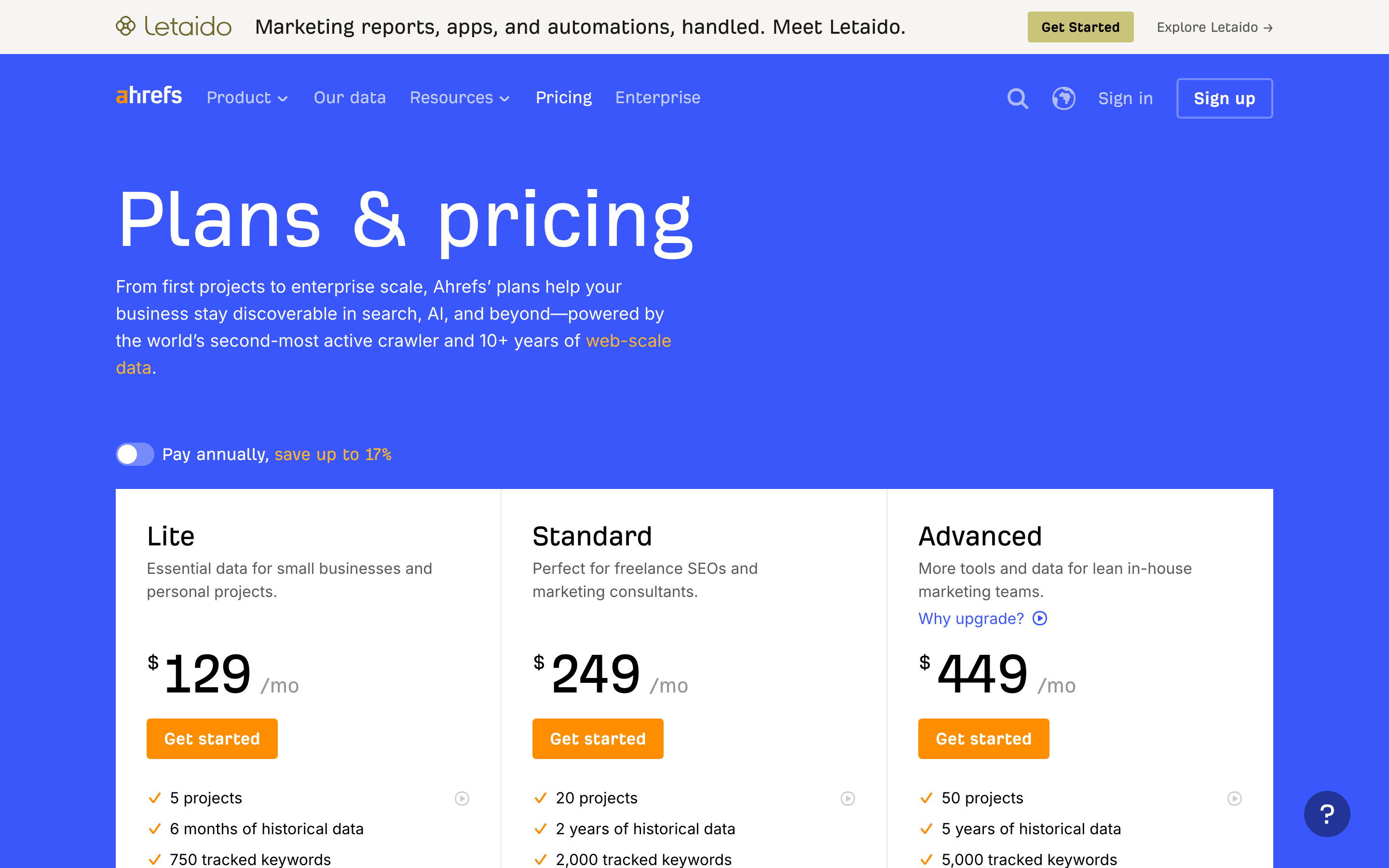 Ahrefs pricing