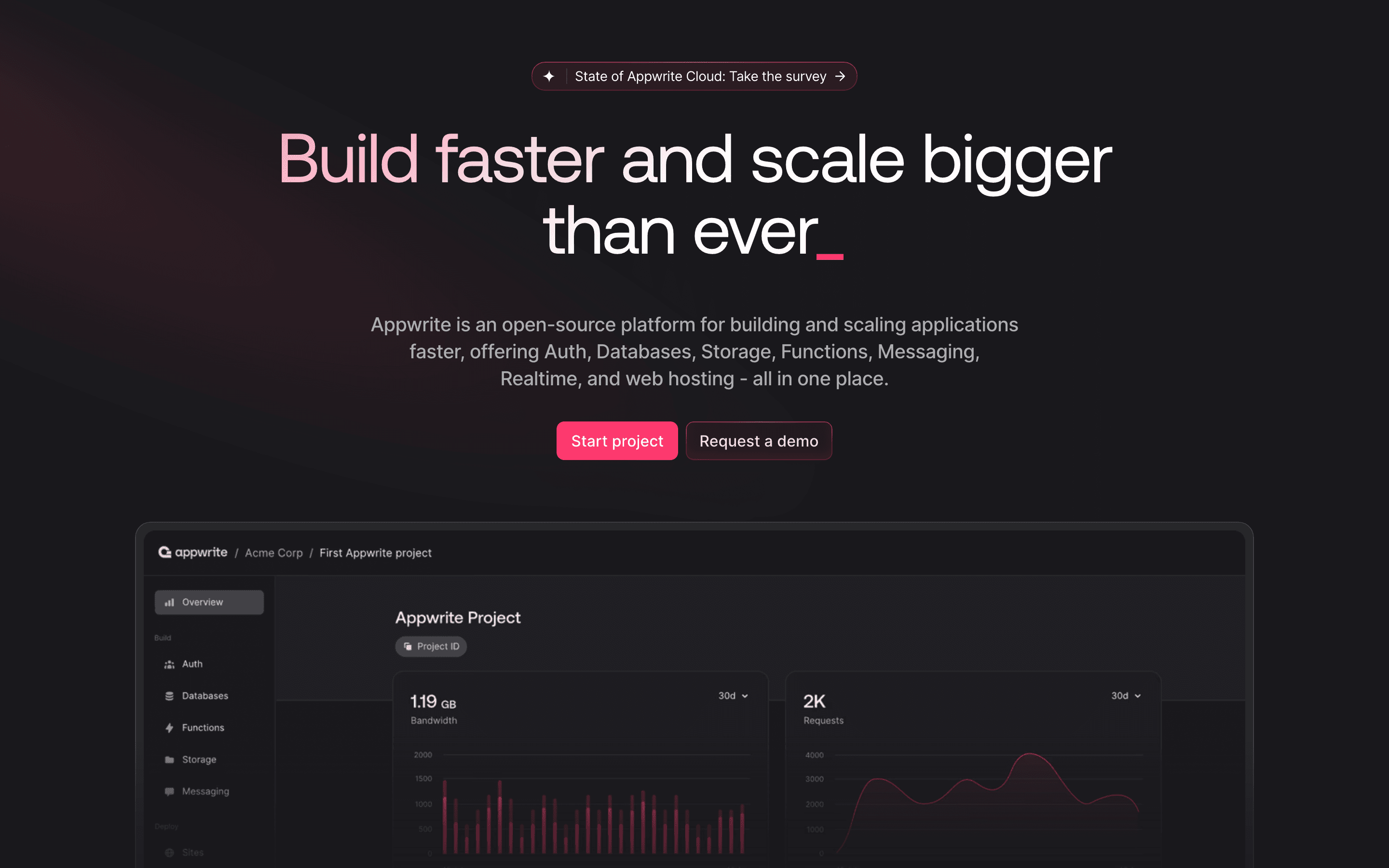 Appwrite homepage