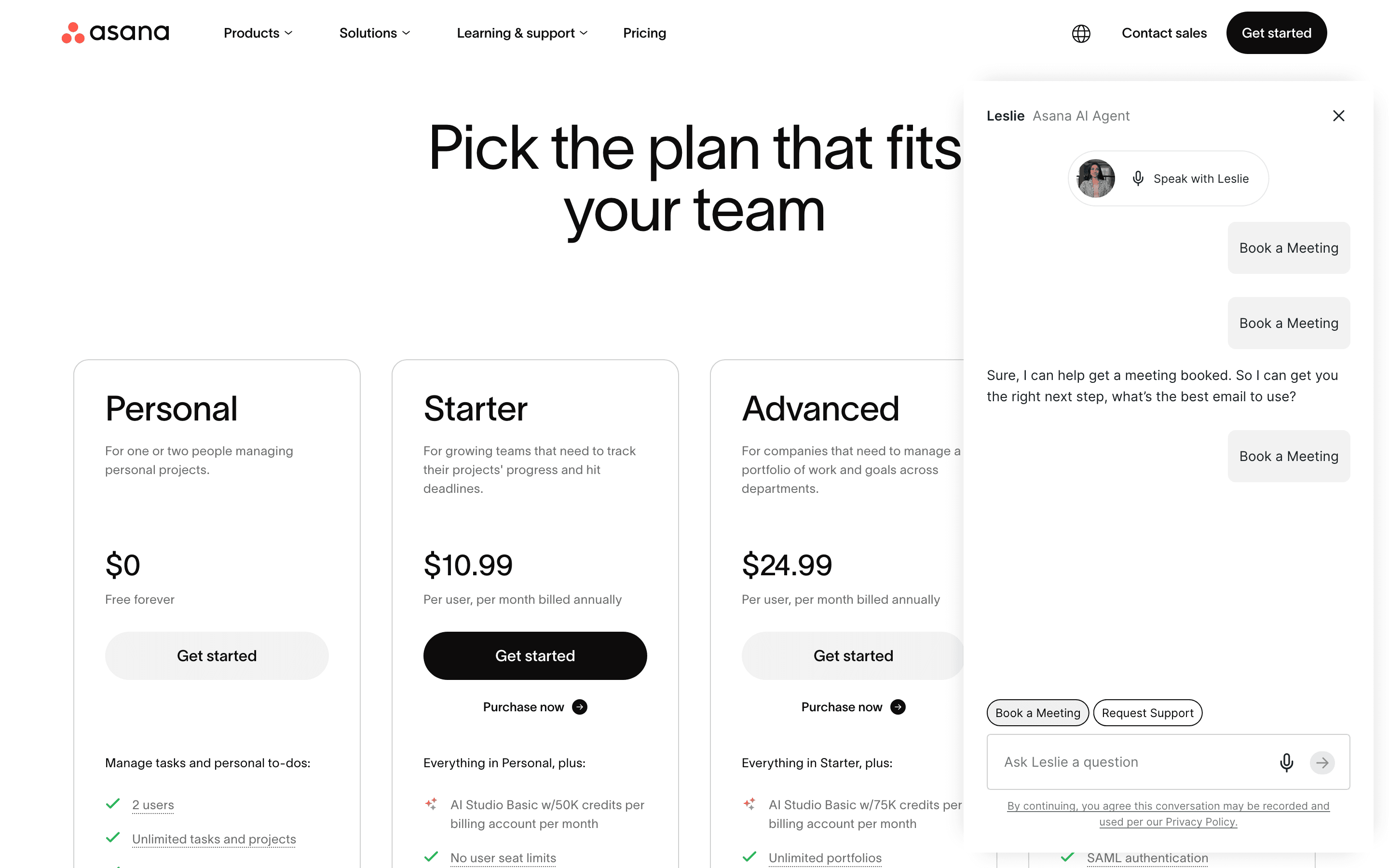 Asana pricing