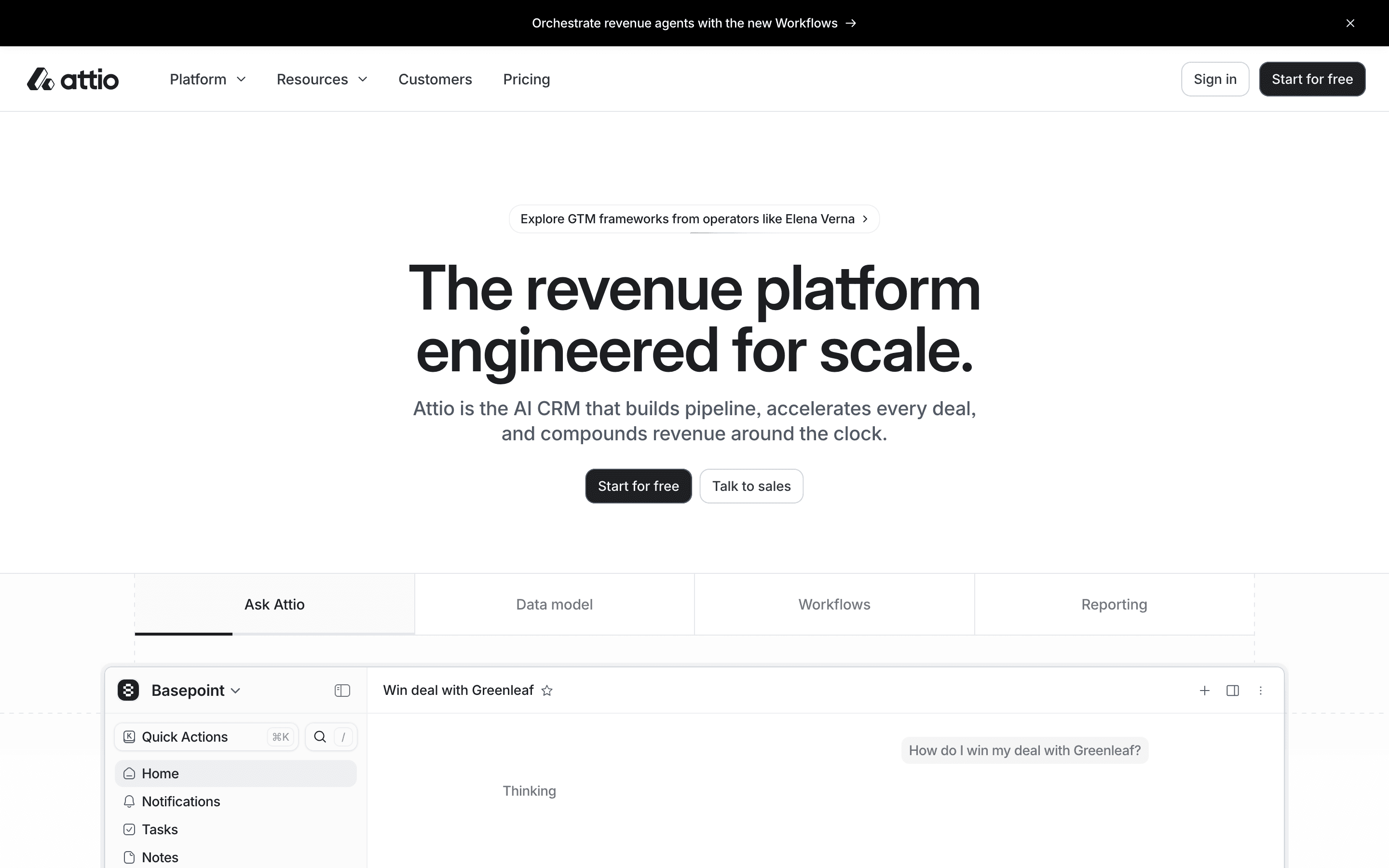 Attio homepage