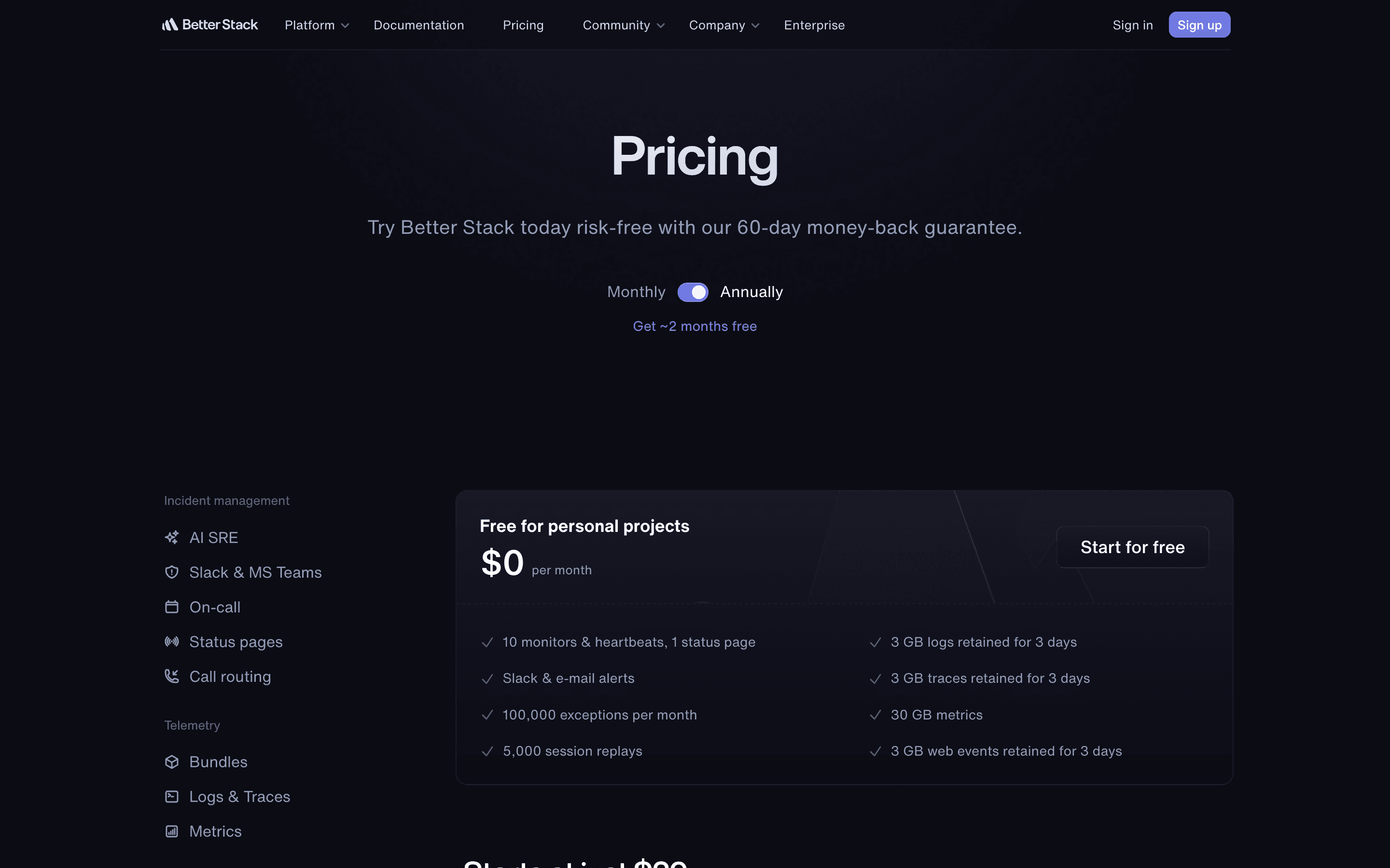 Better Stack pricing