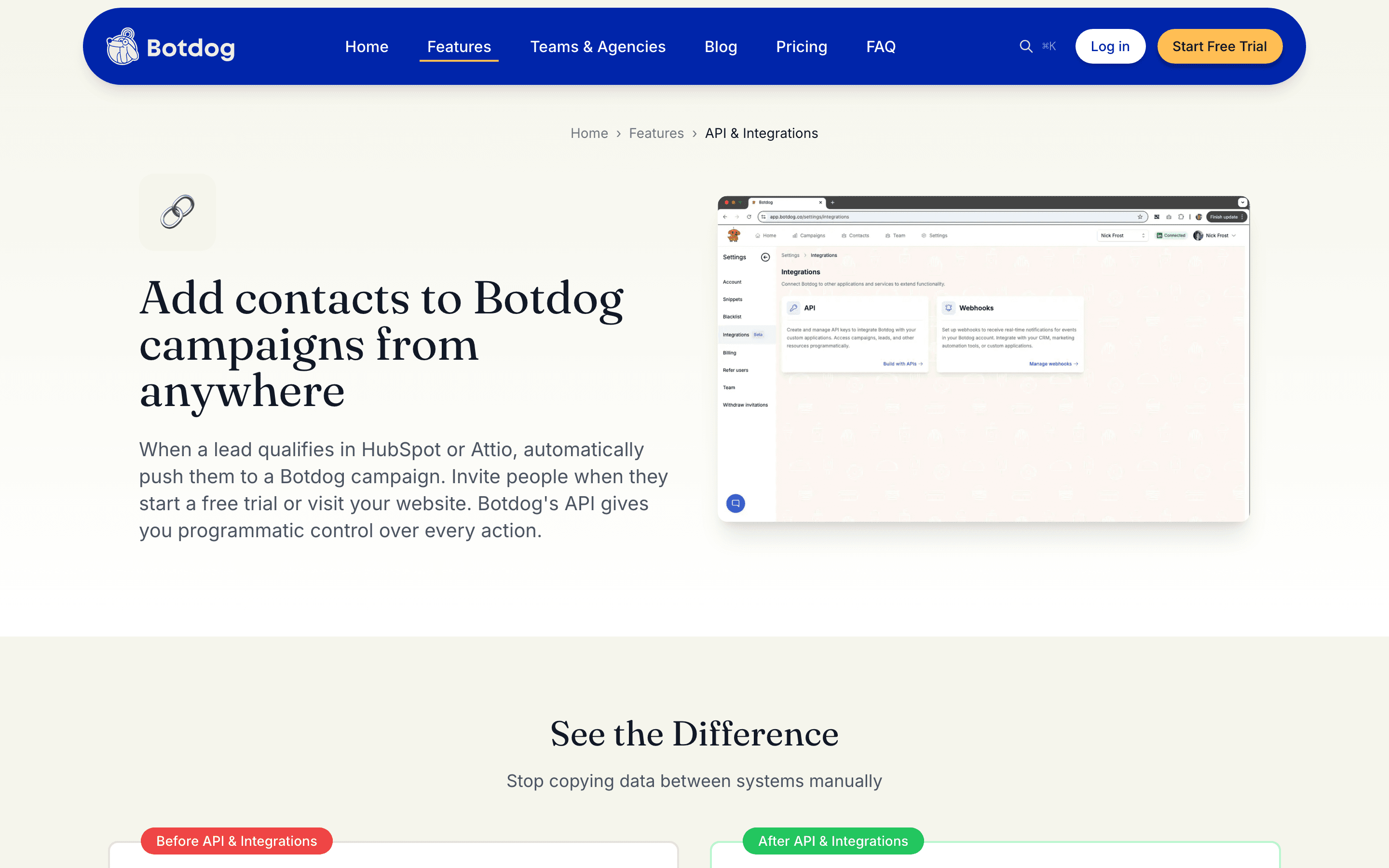 Botdog: Api integrations