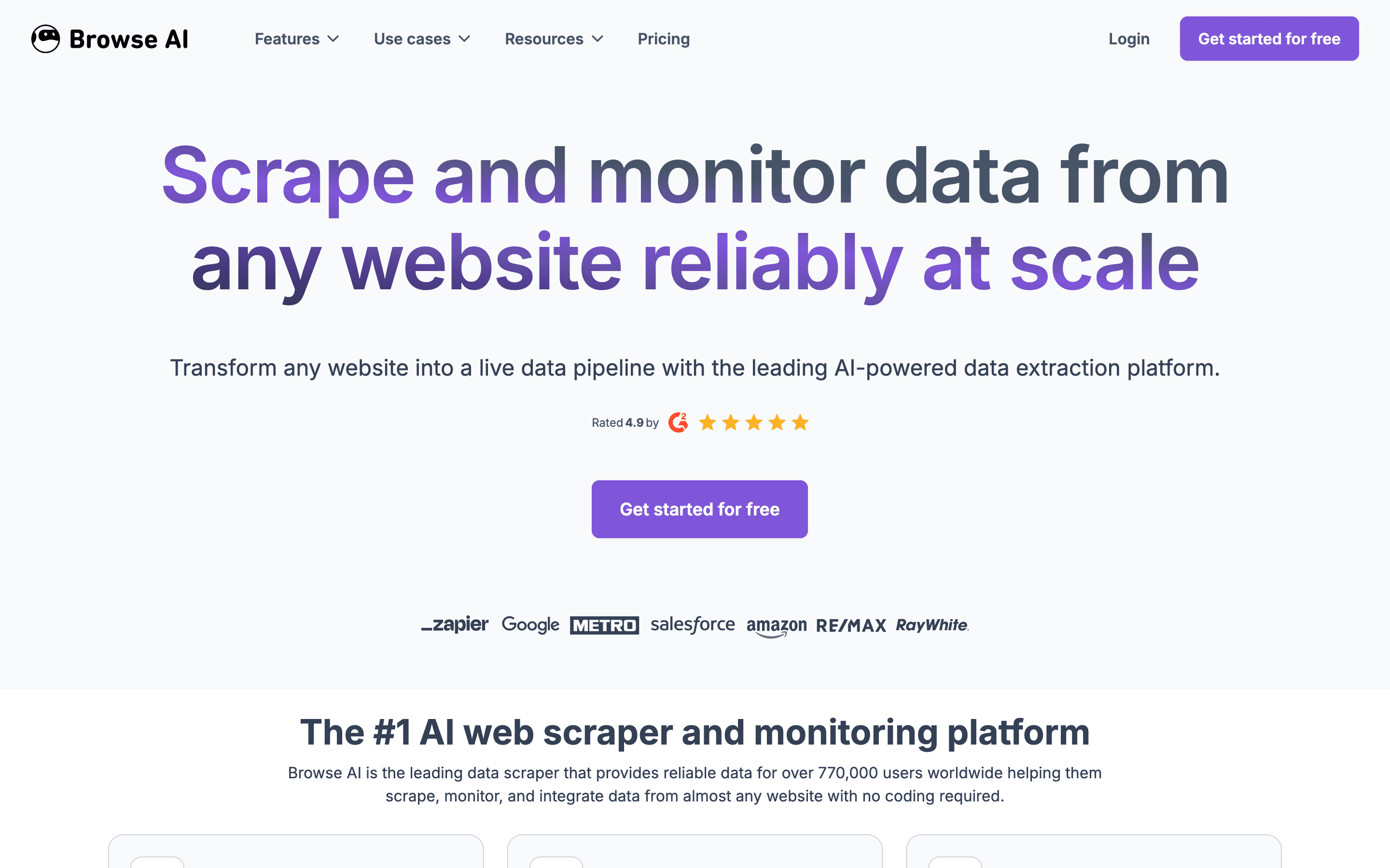 Browse AI homepage