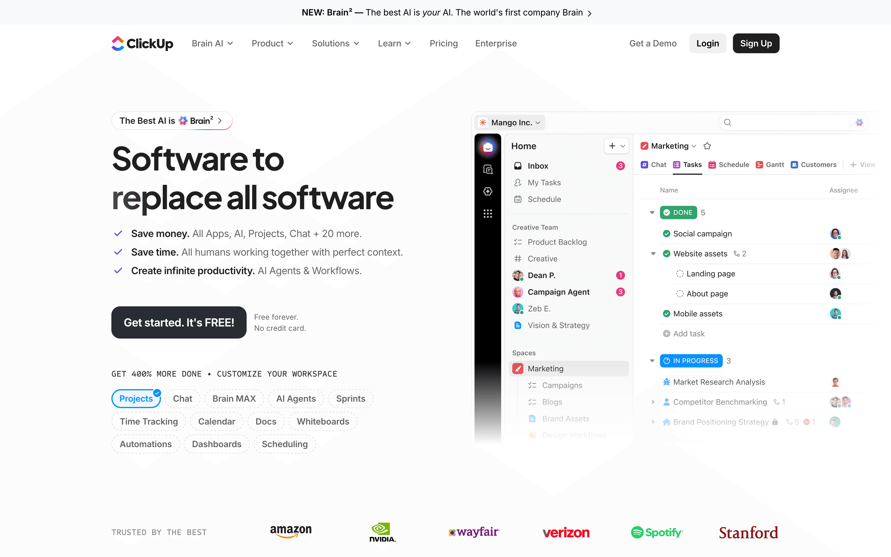 ClickUp homepage