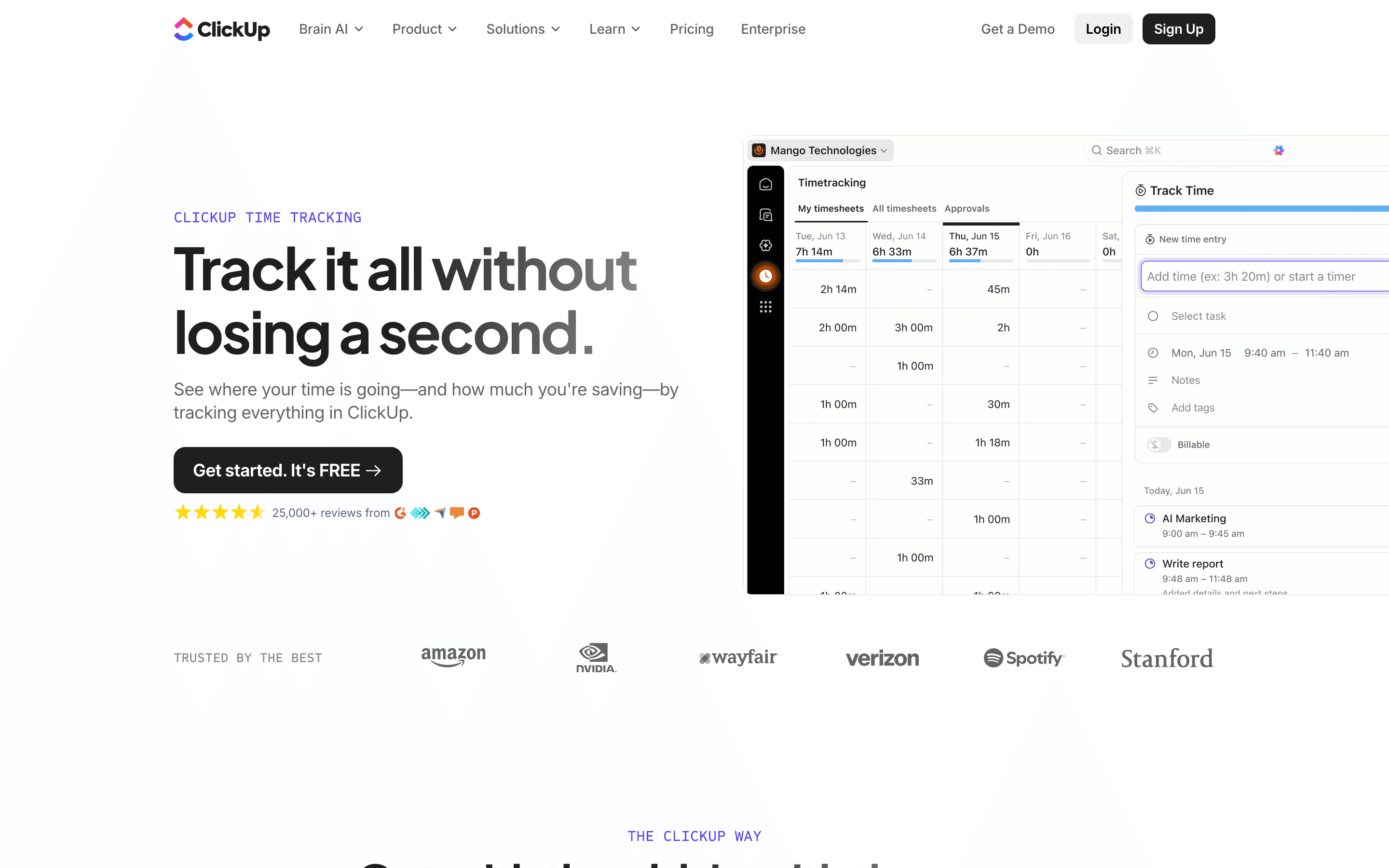 ClickUp: Project time tracking