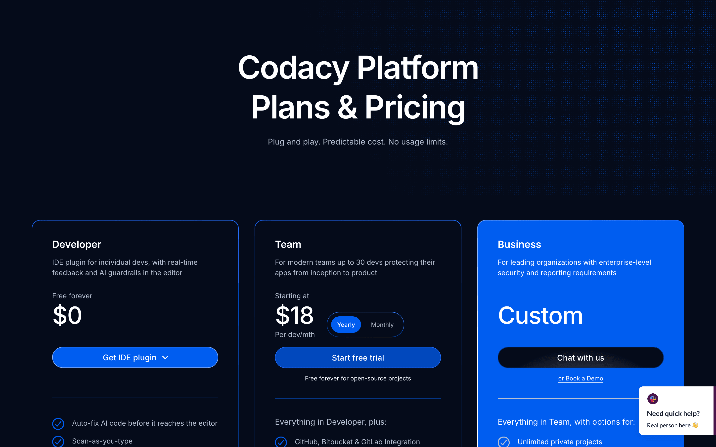Codacy pricing