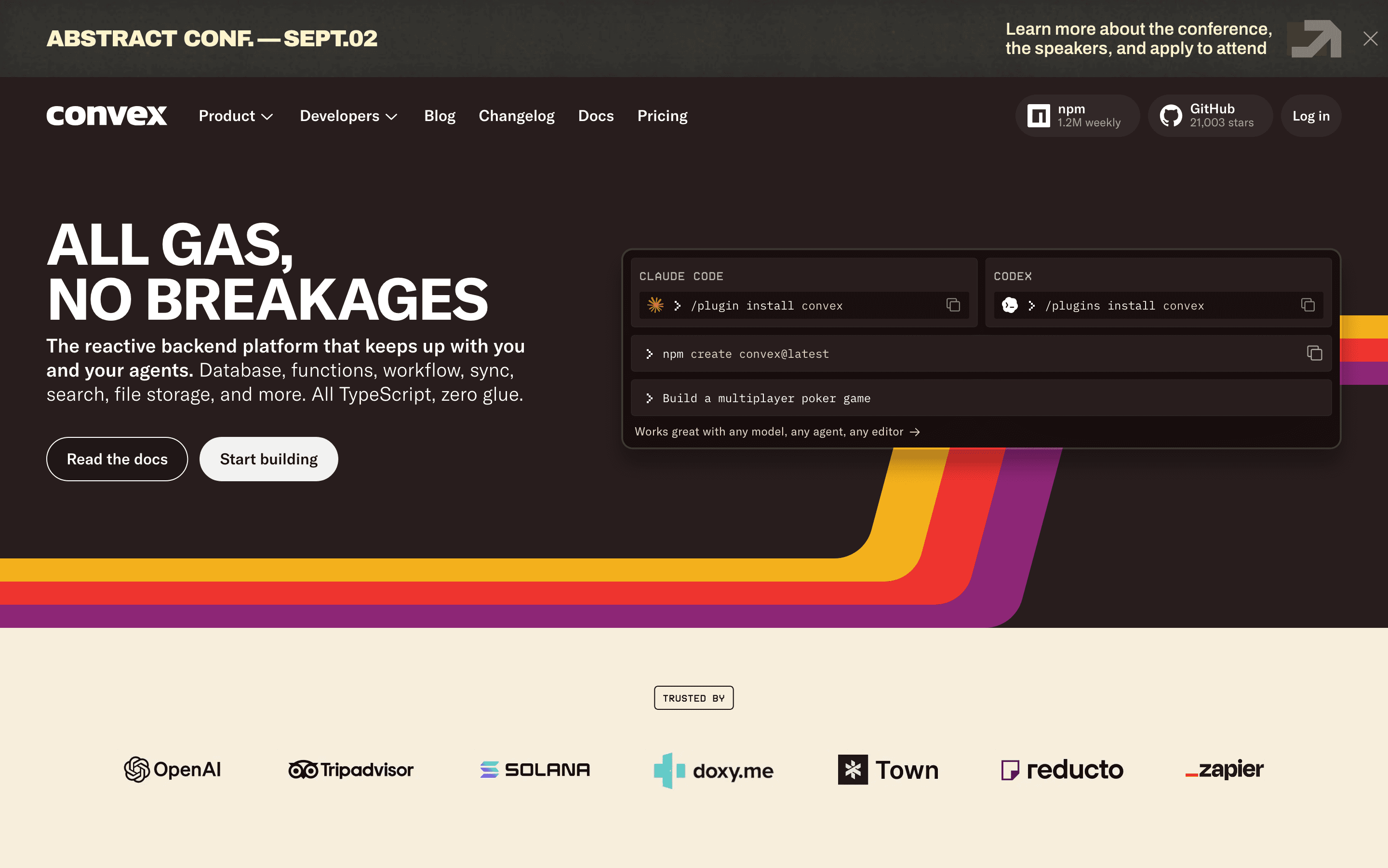 Convex homepage