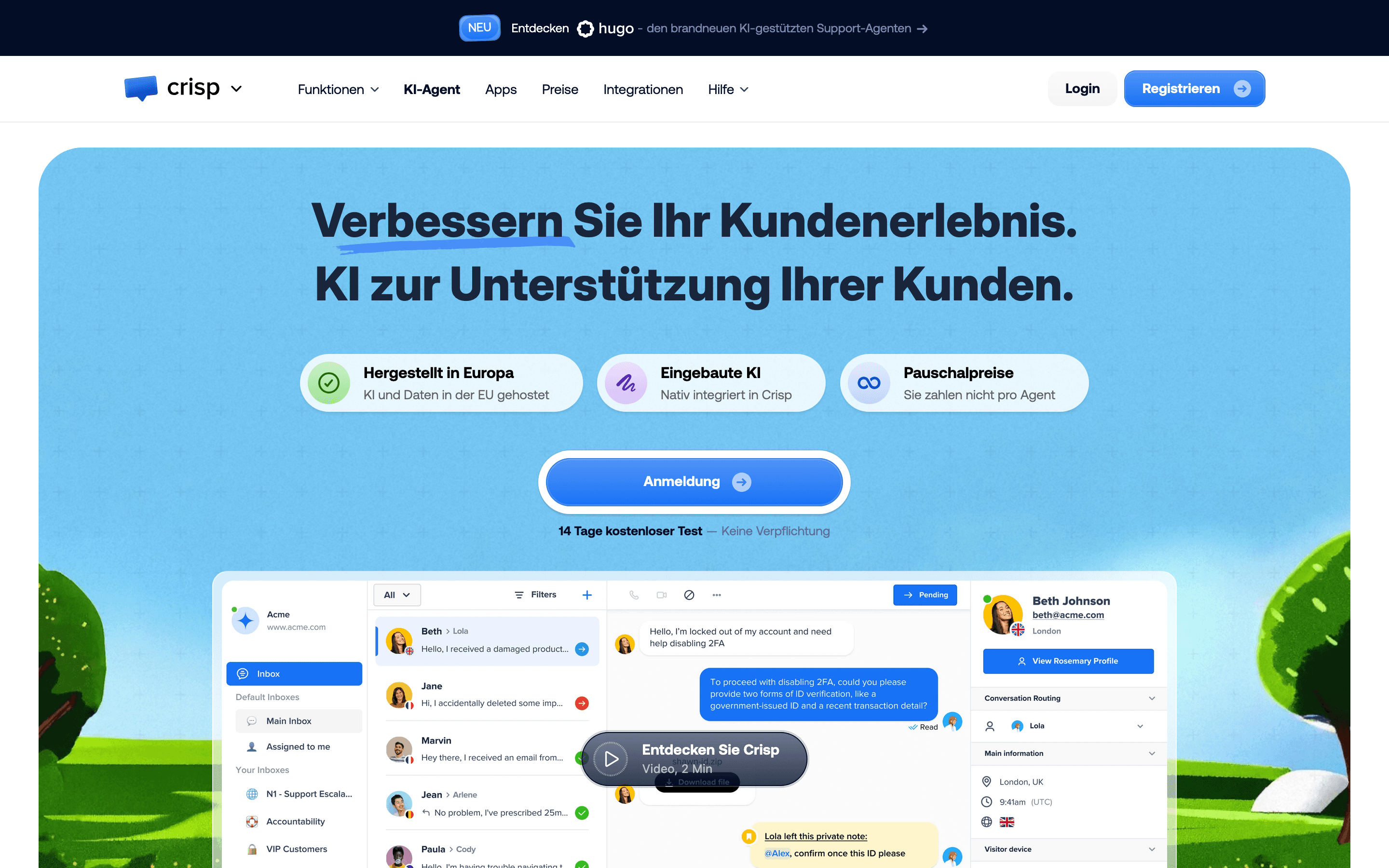 Crisp homepage