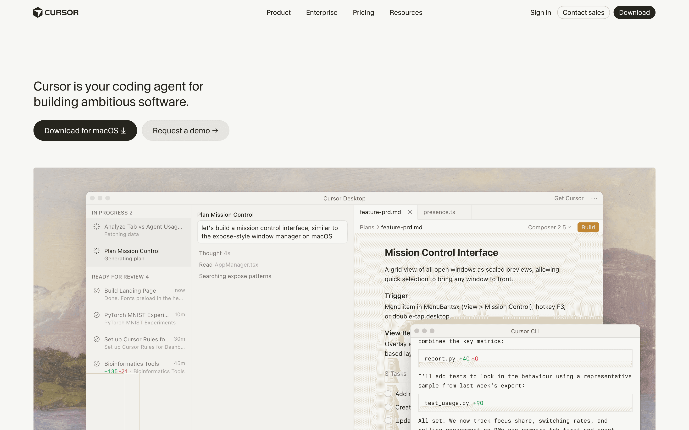 Cursor homepage