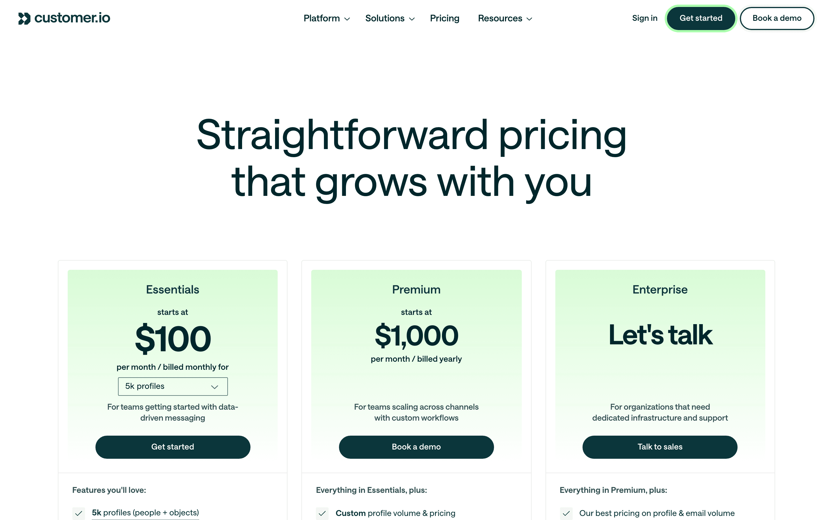 Customer.io pricing