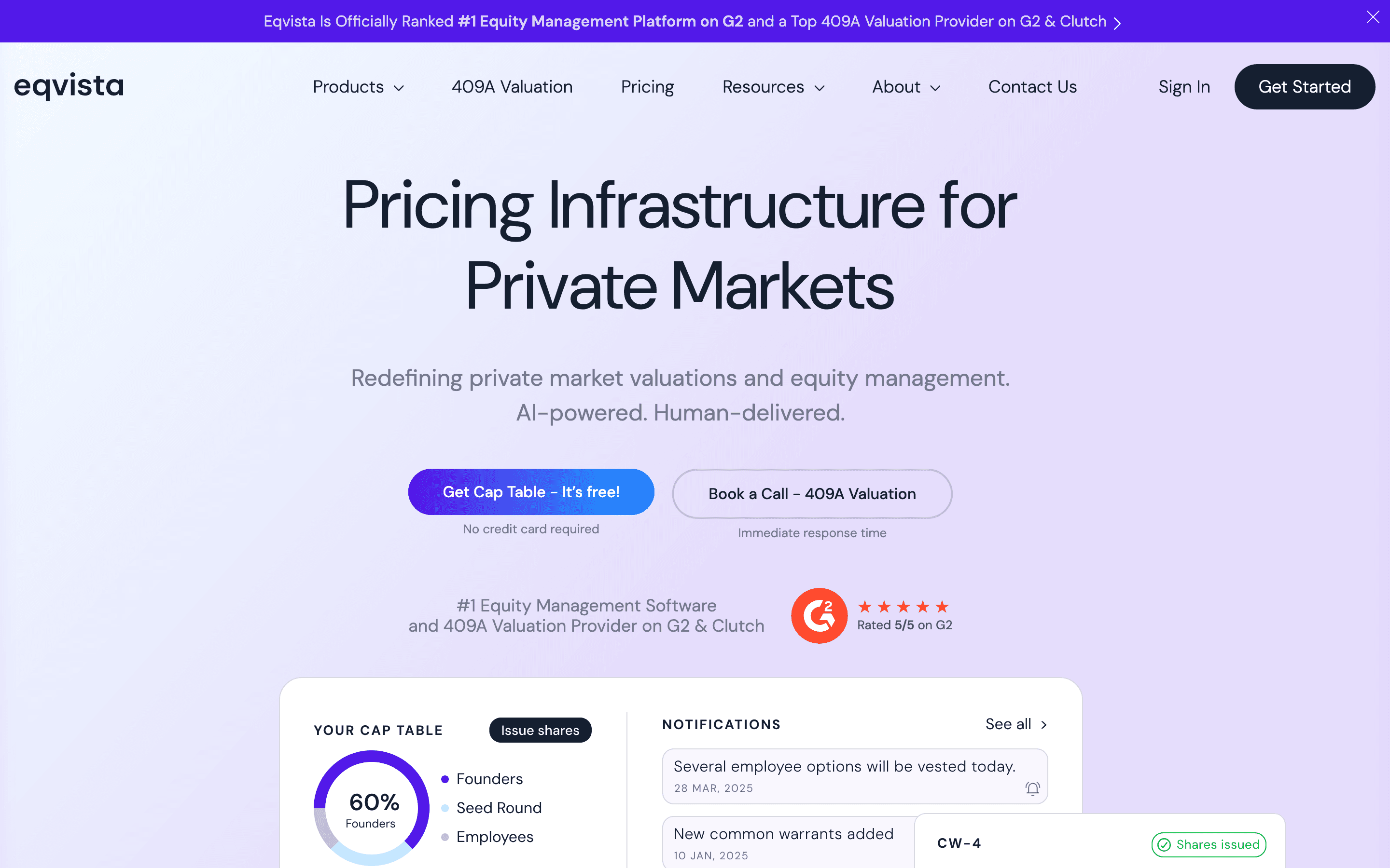 Eqvista homepage