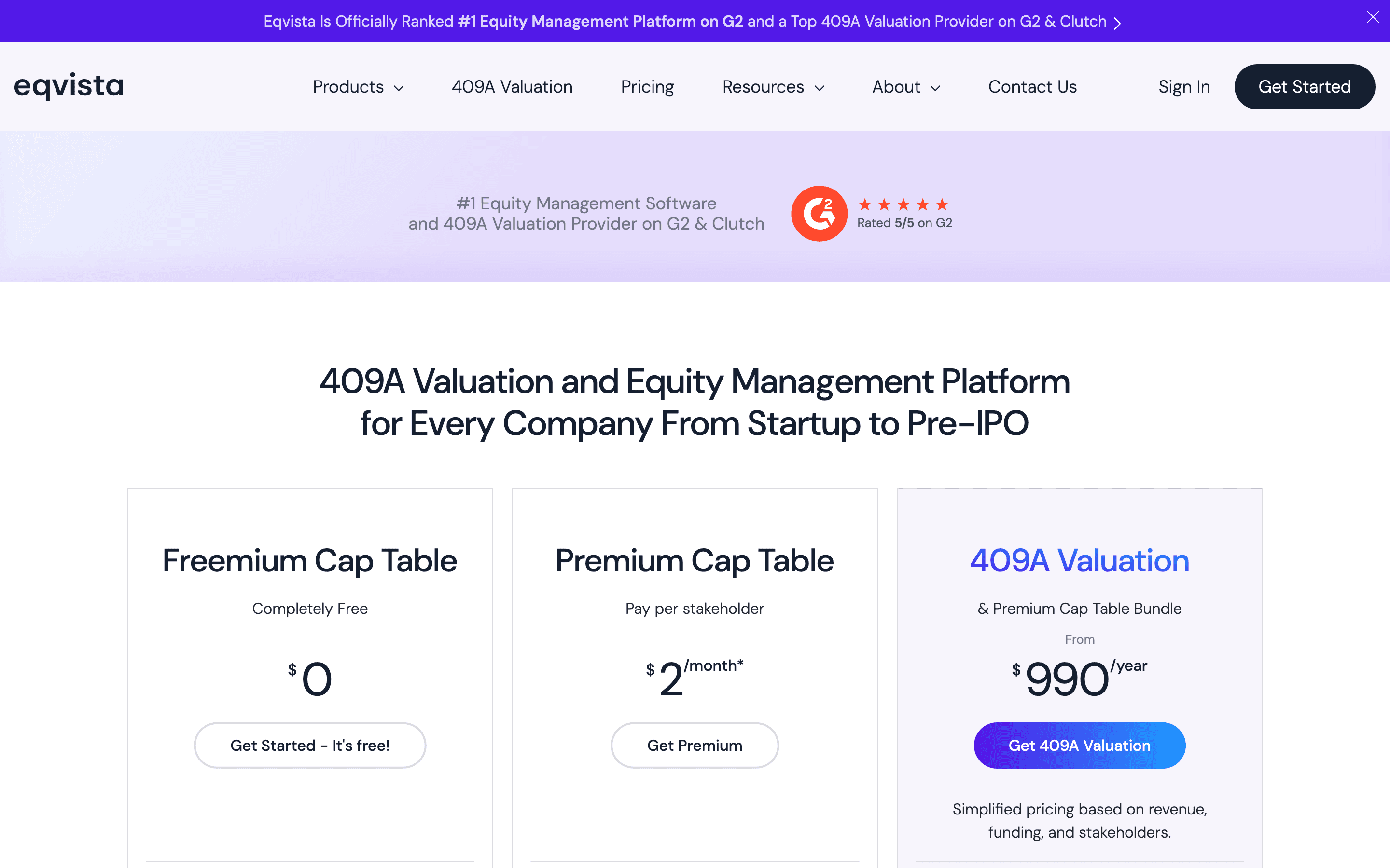 Eqvista pricing