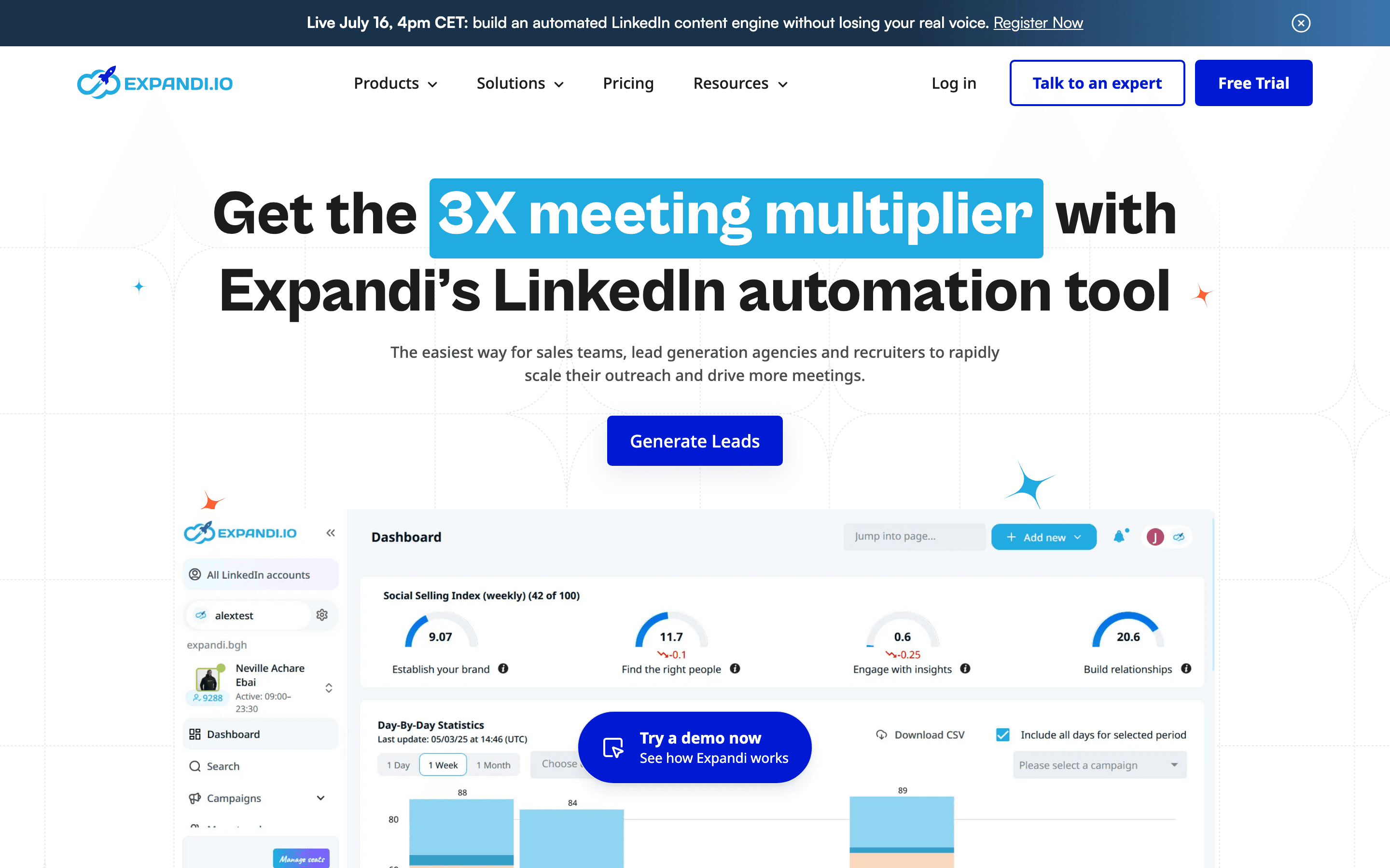 Expandi homepage