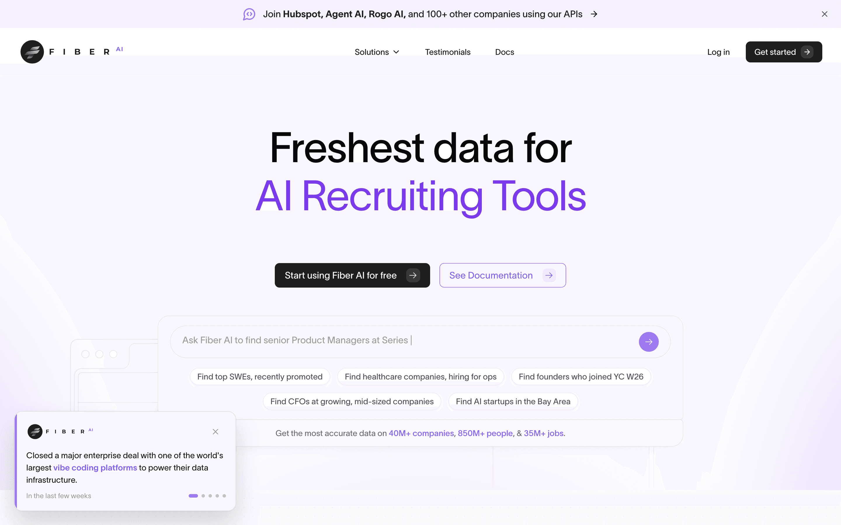Fiber AI homepage