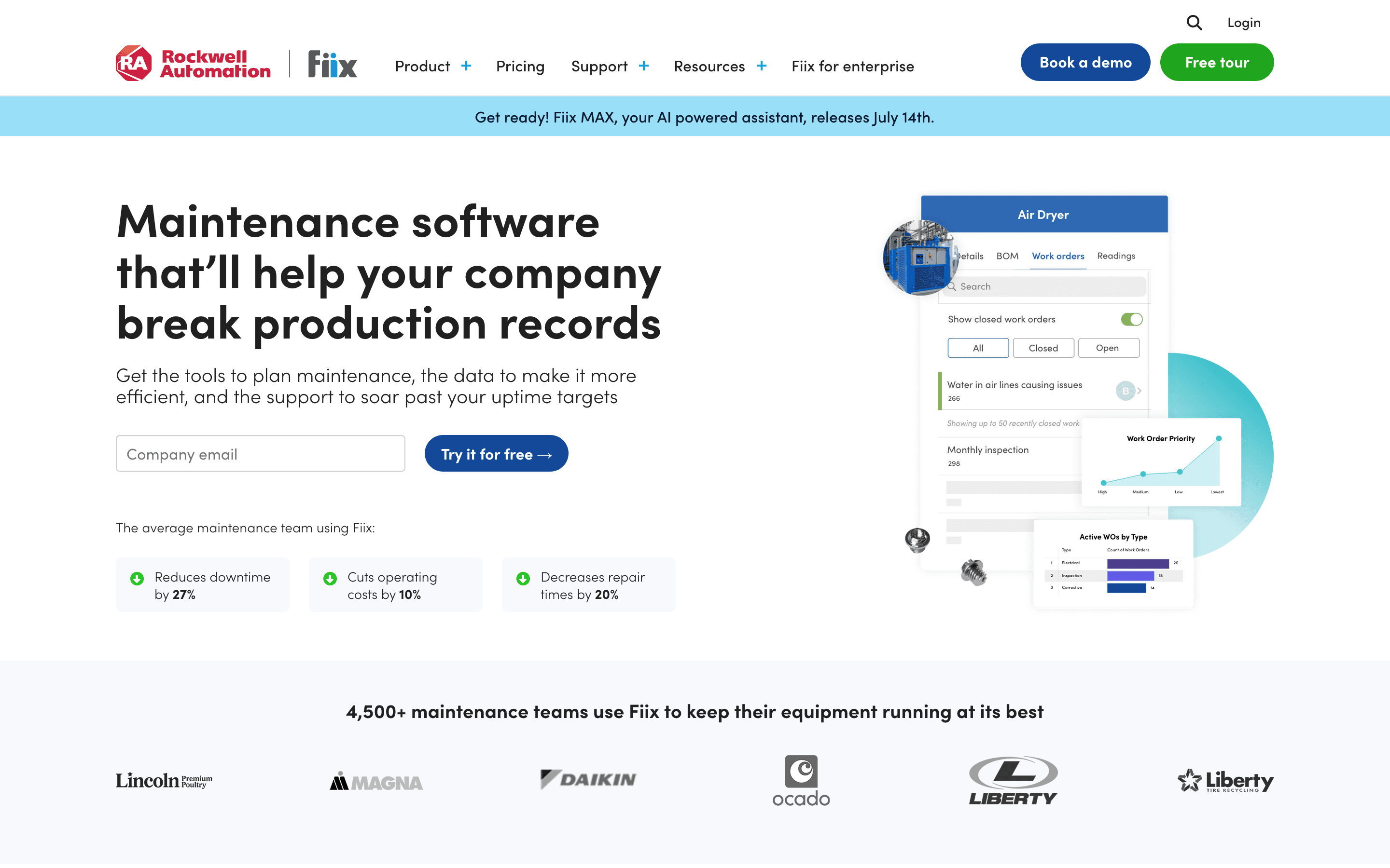Fiix homepage