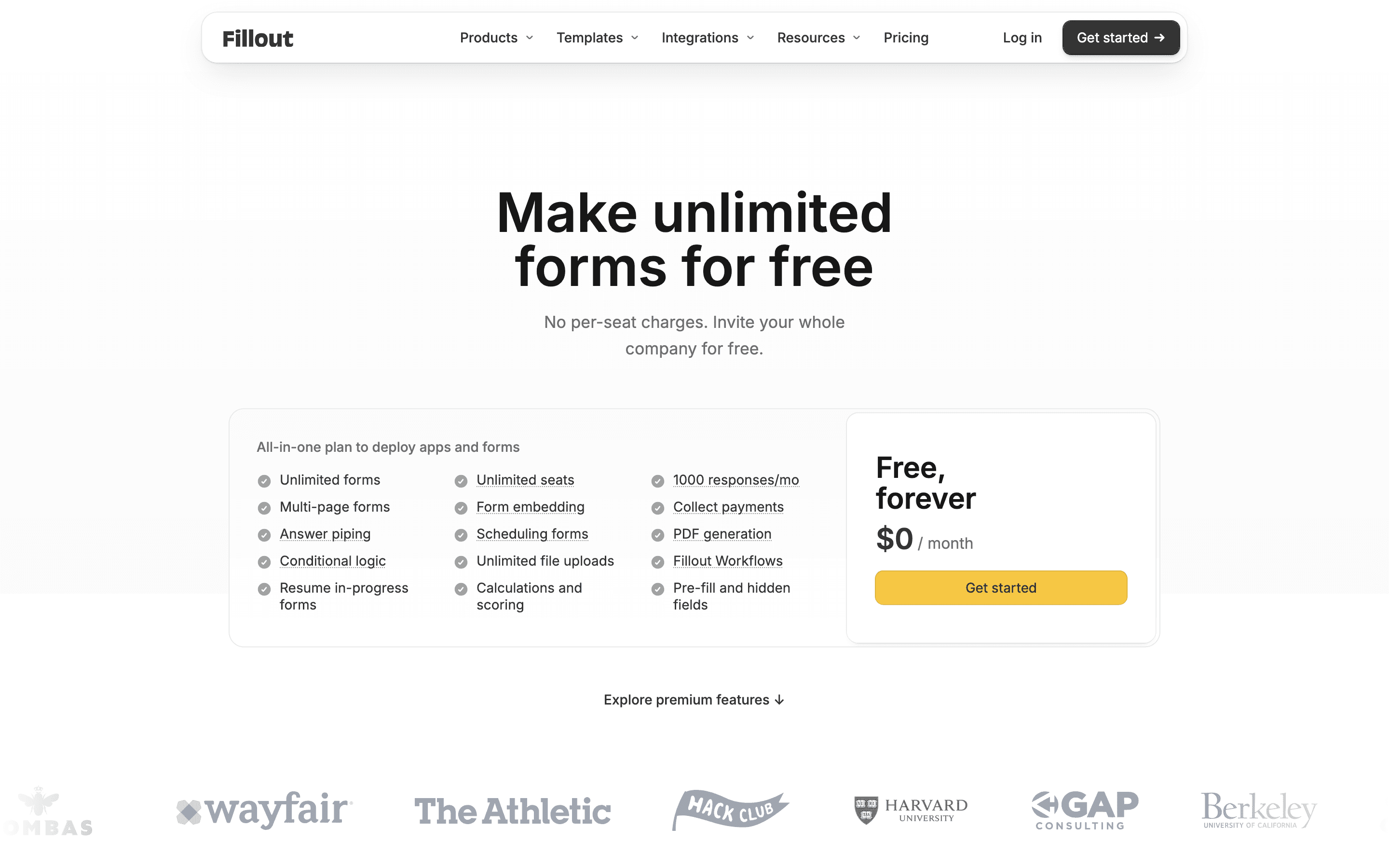 Fillout pricing