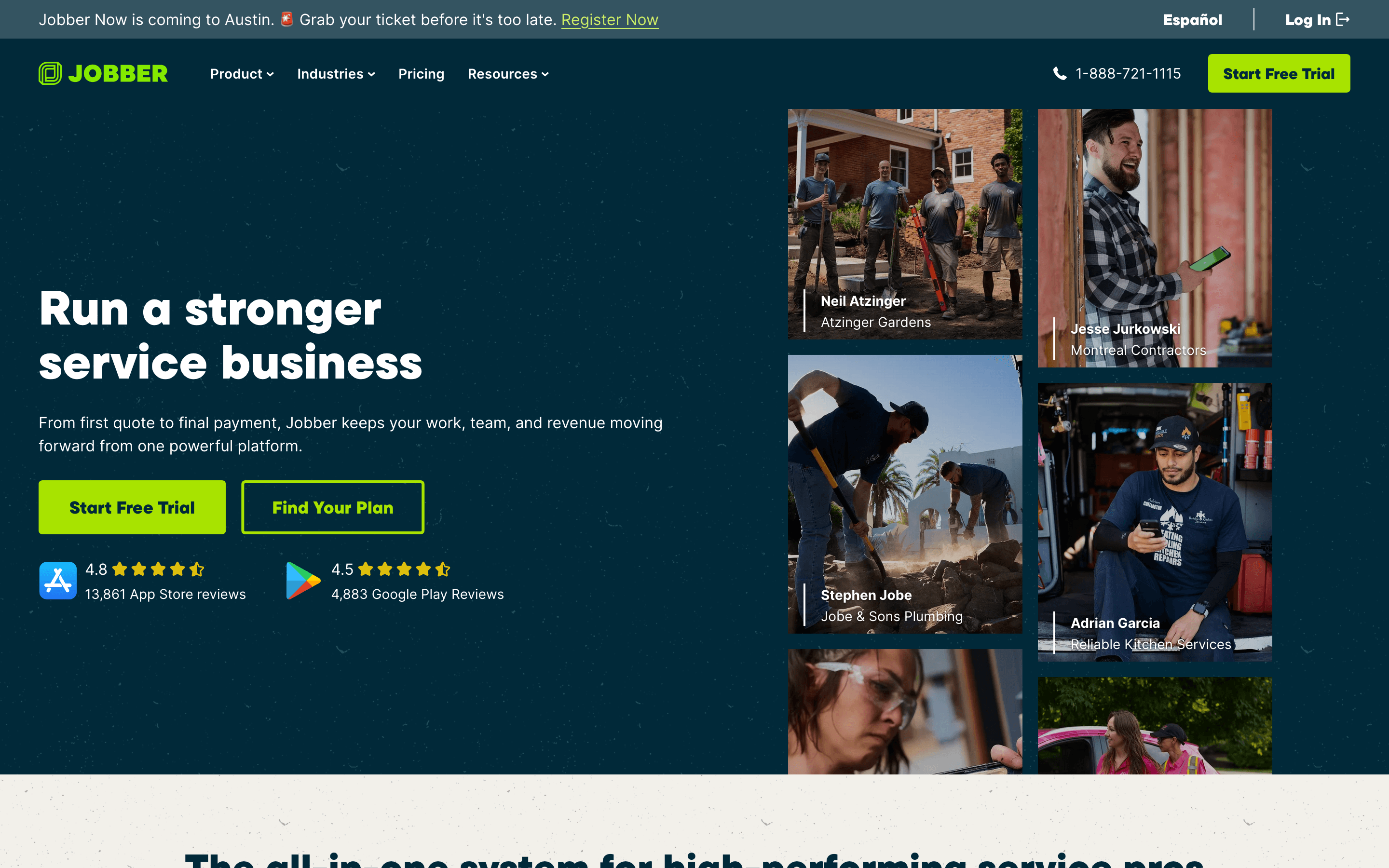 Jobber homepage