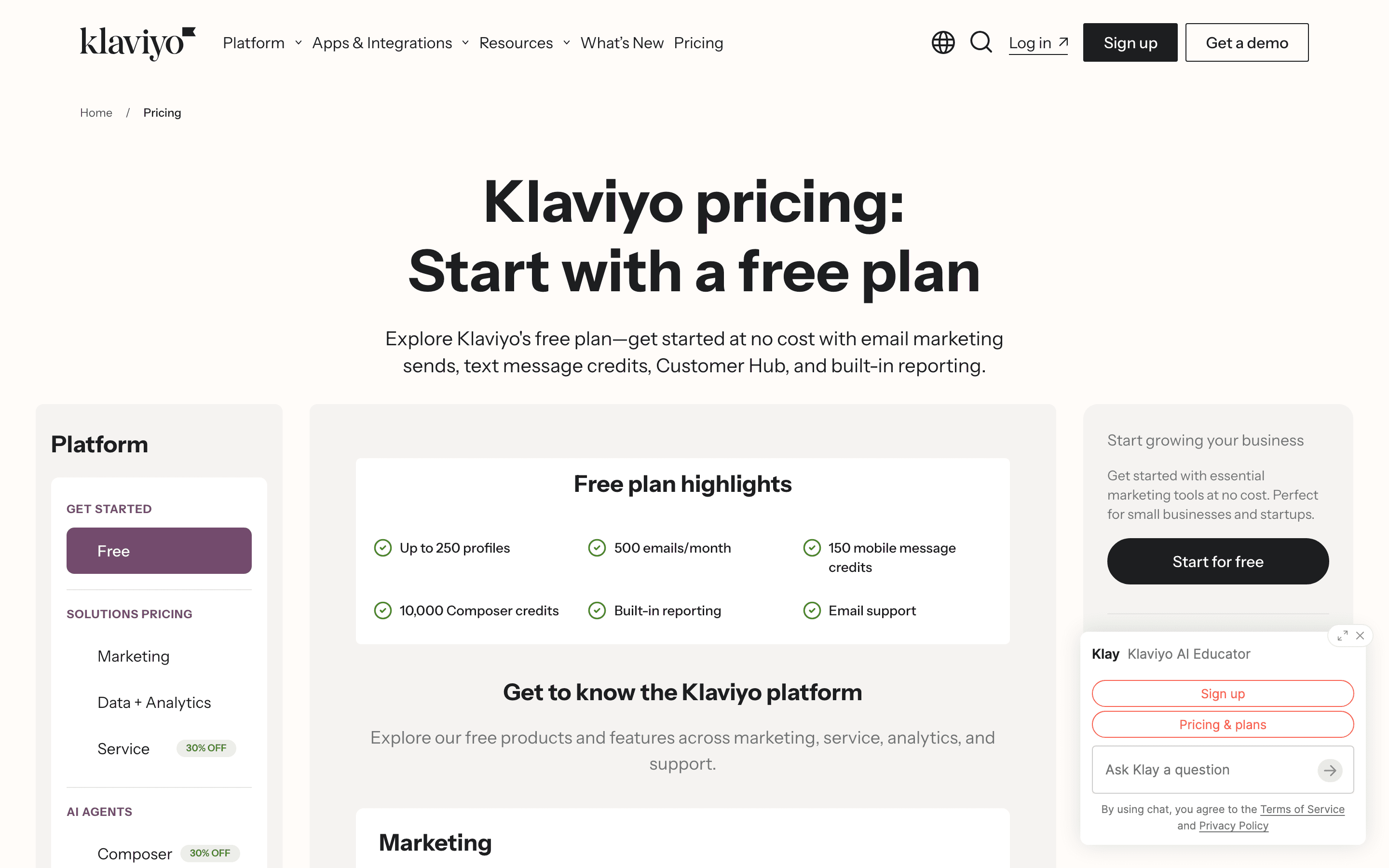 Klaviyo pricing