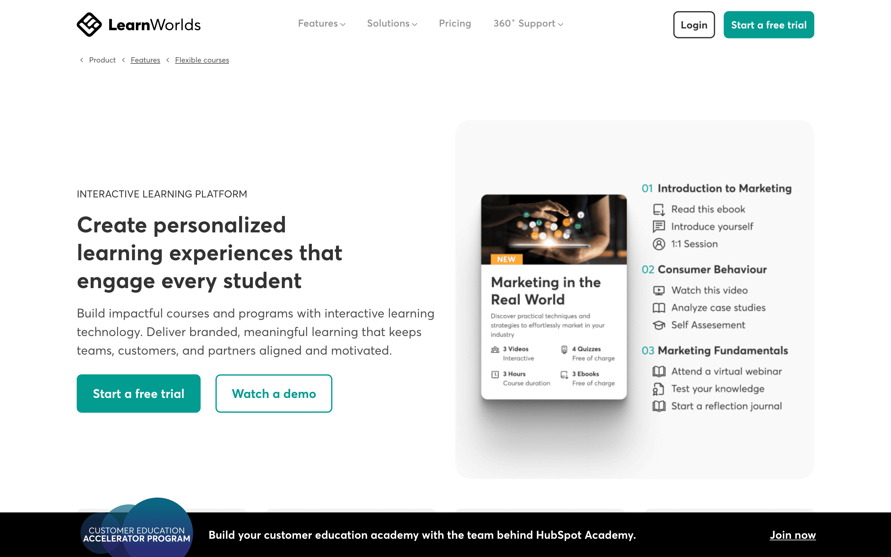 LearnWorlds: Flexible courses
