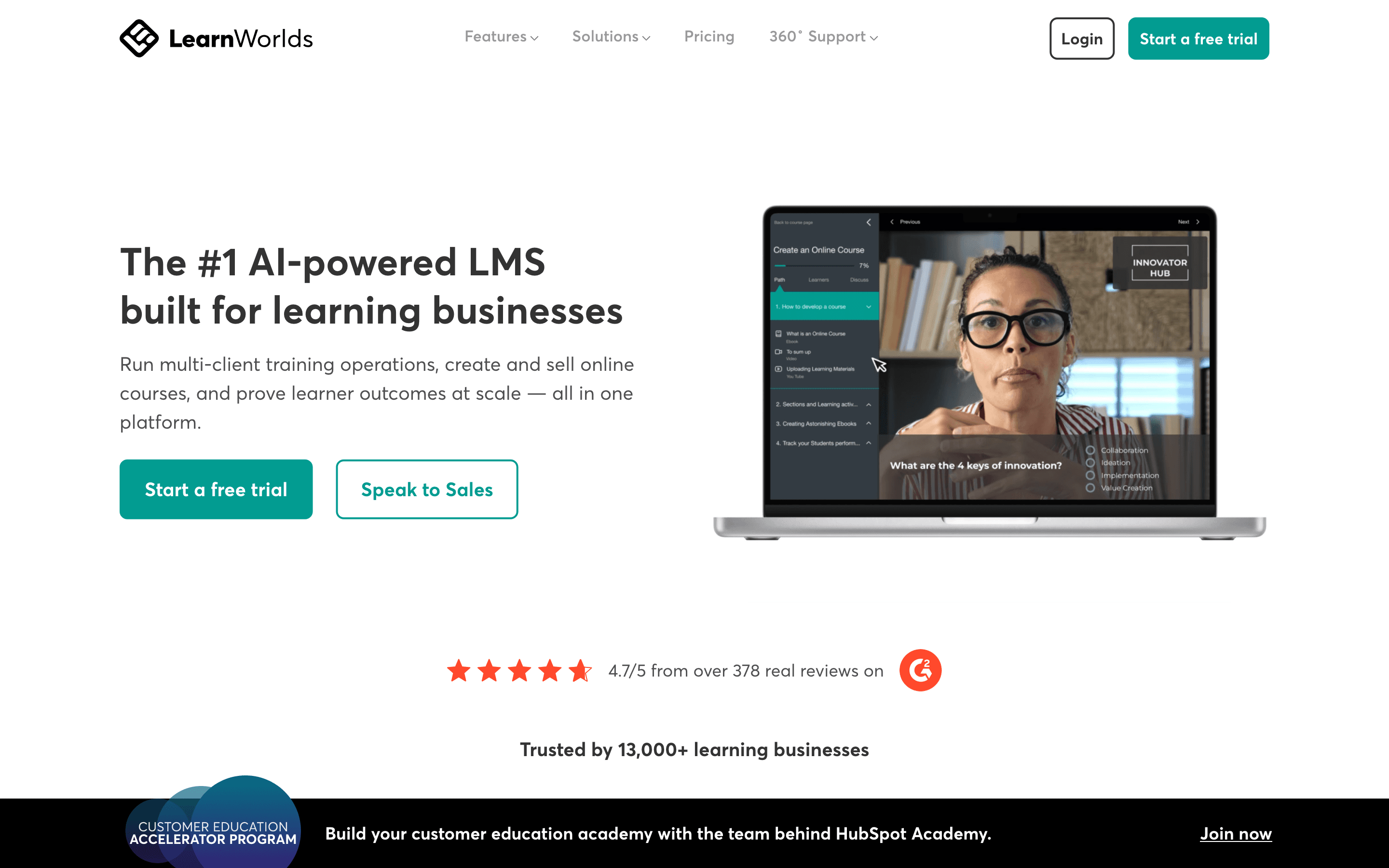 LearnWorlds homepage