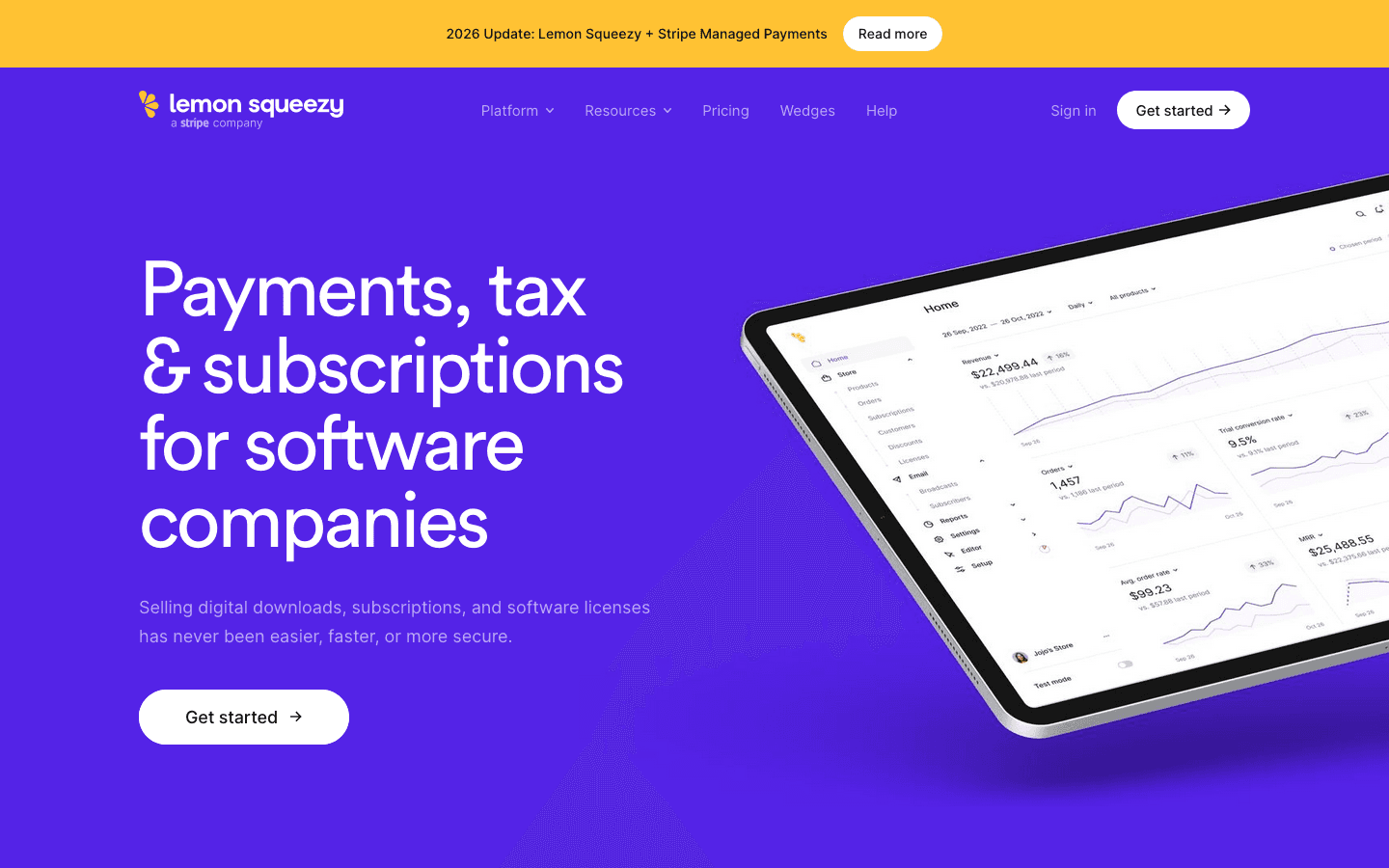 Lemon Squeezy homepage