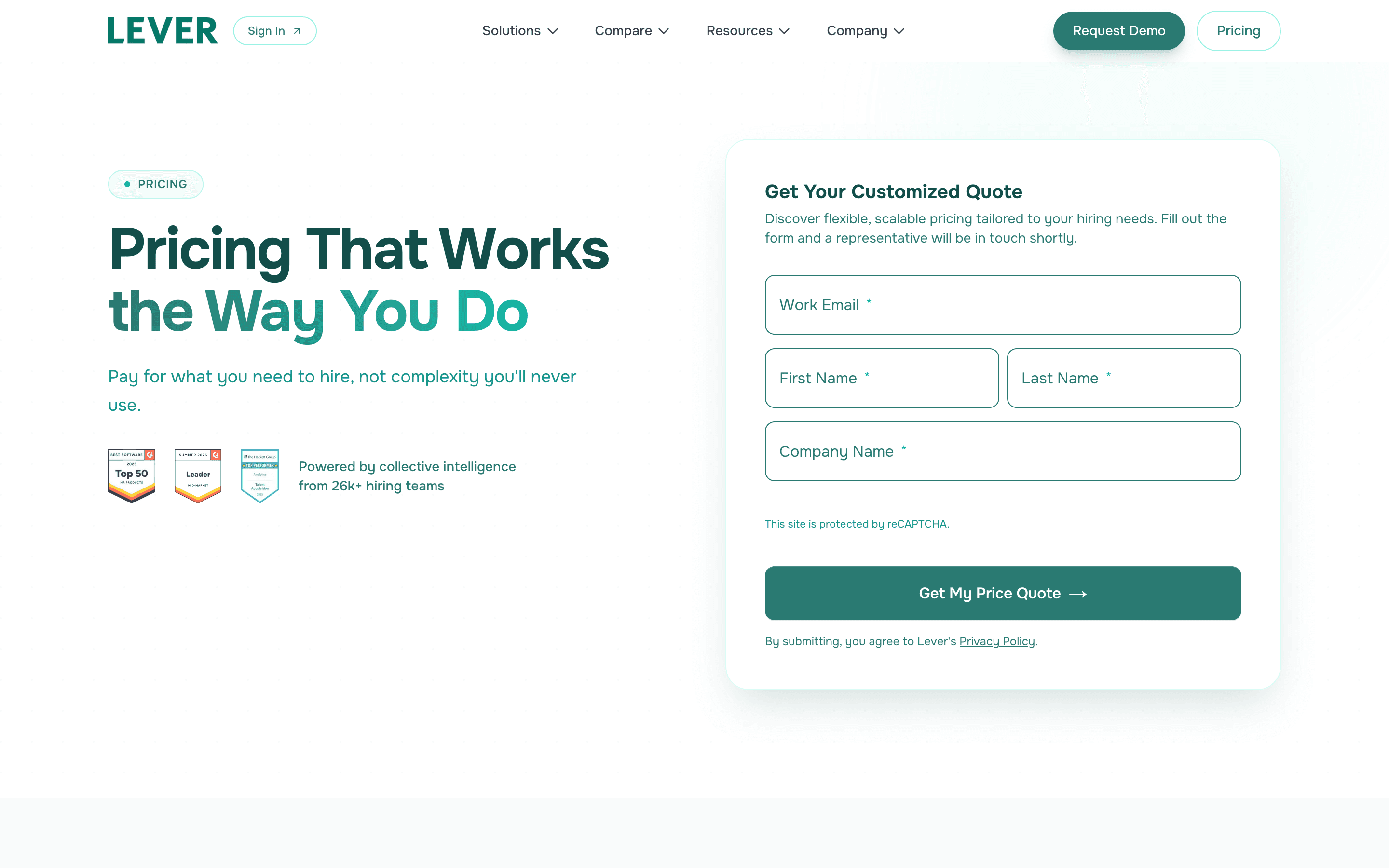 Lever pricing