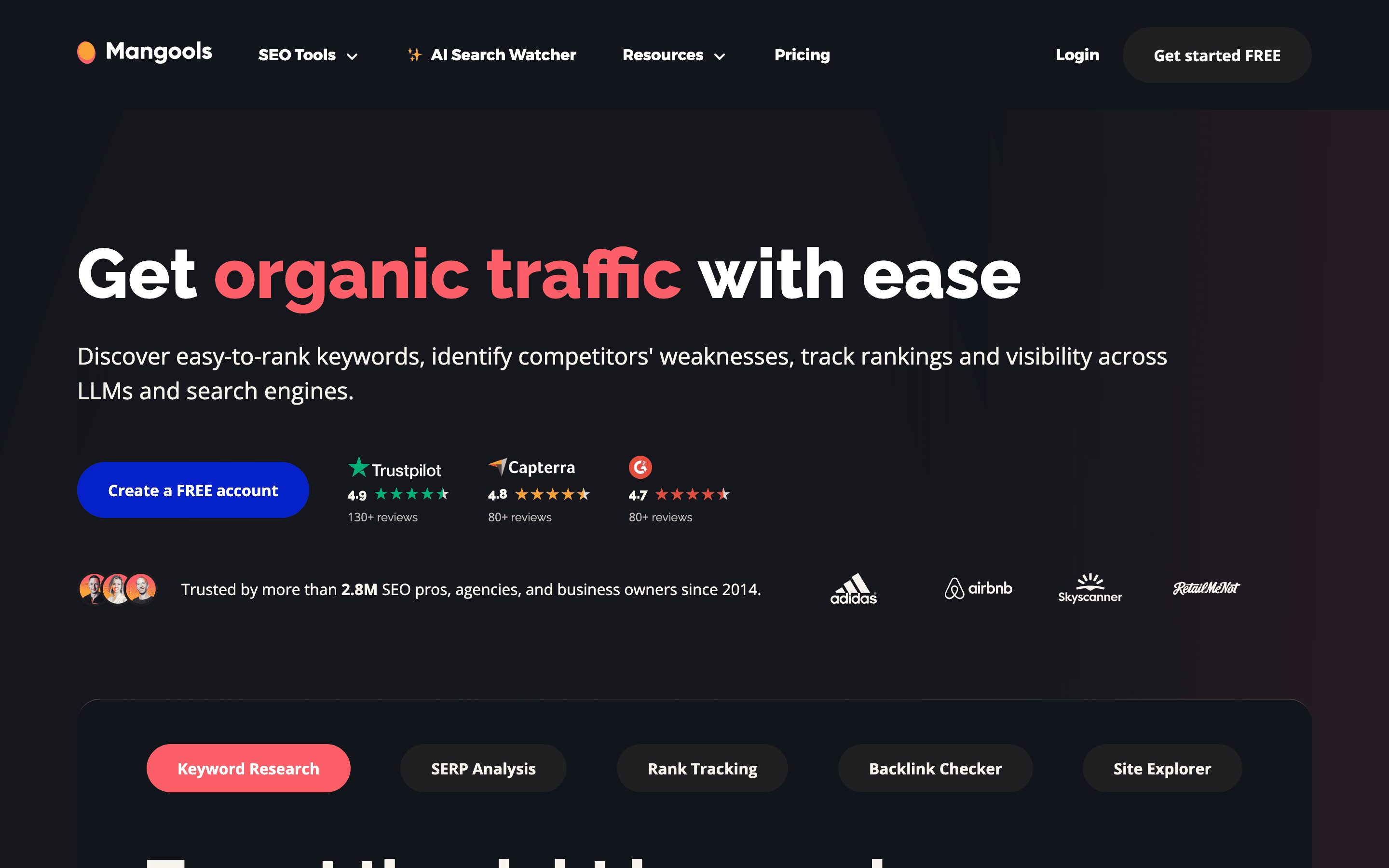 Mangools homepage