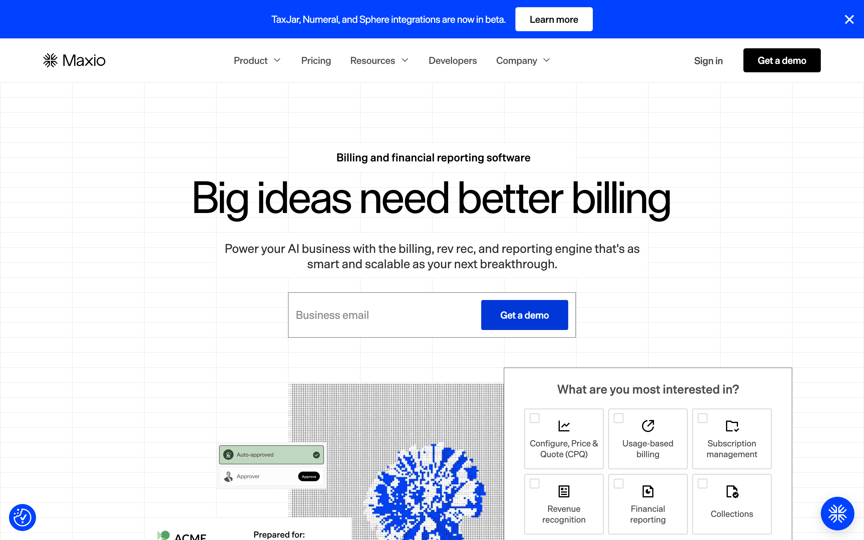 Maxio homepage