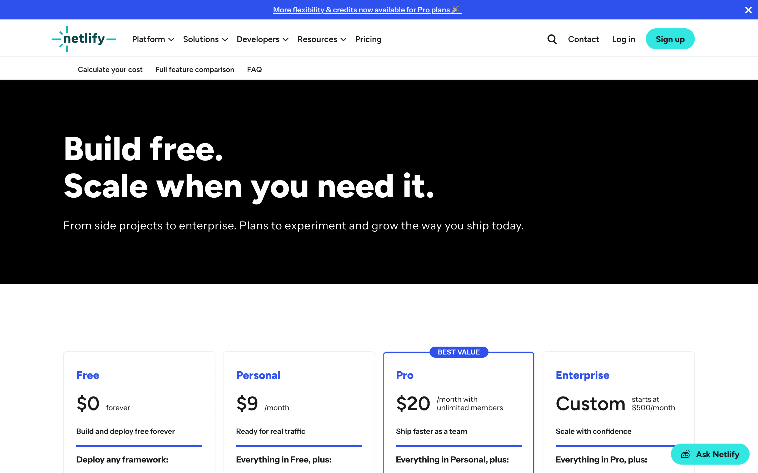 Netlify pricing