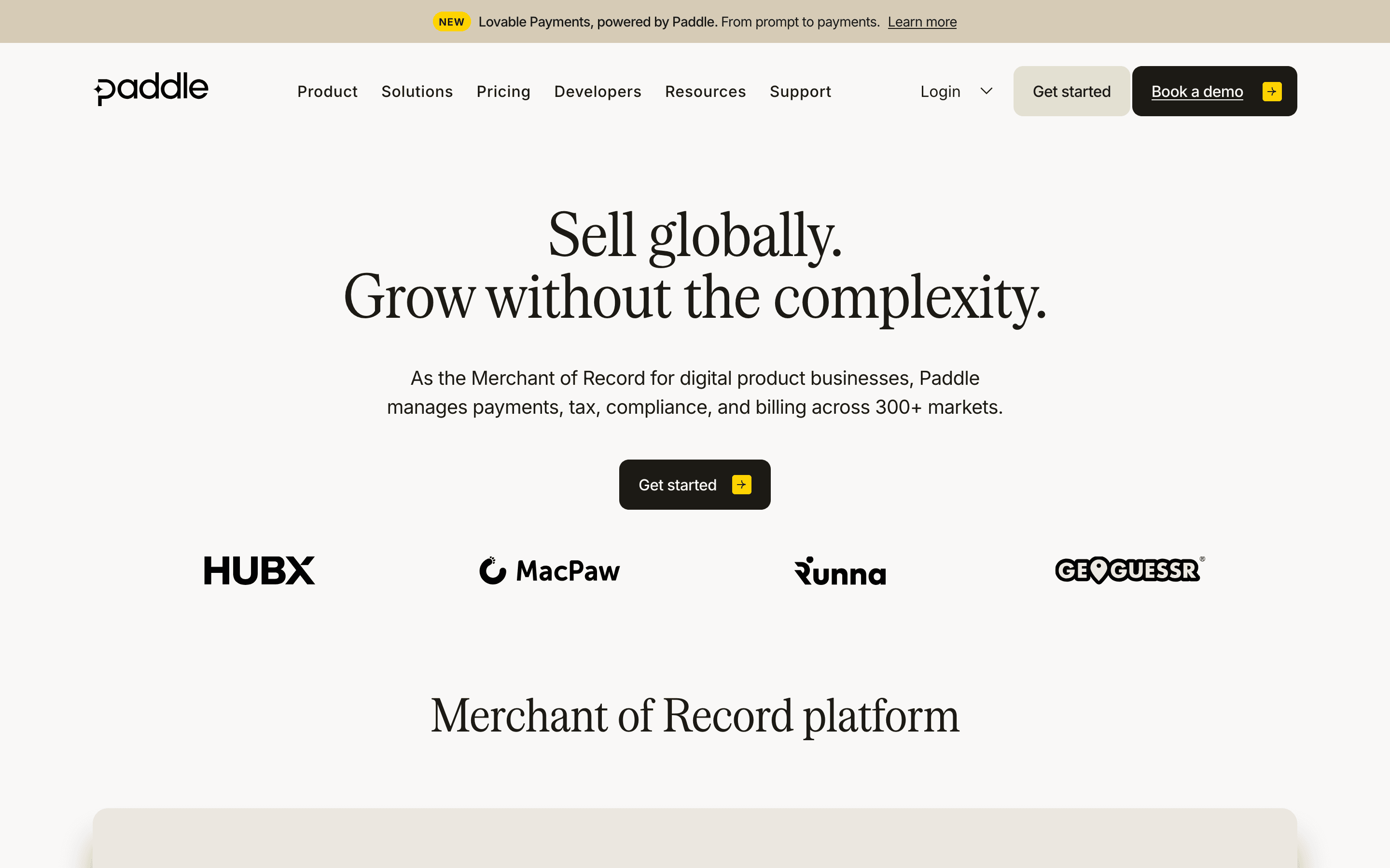 Paddle homepage