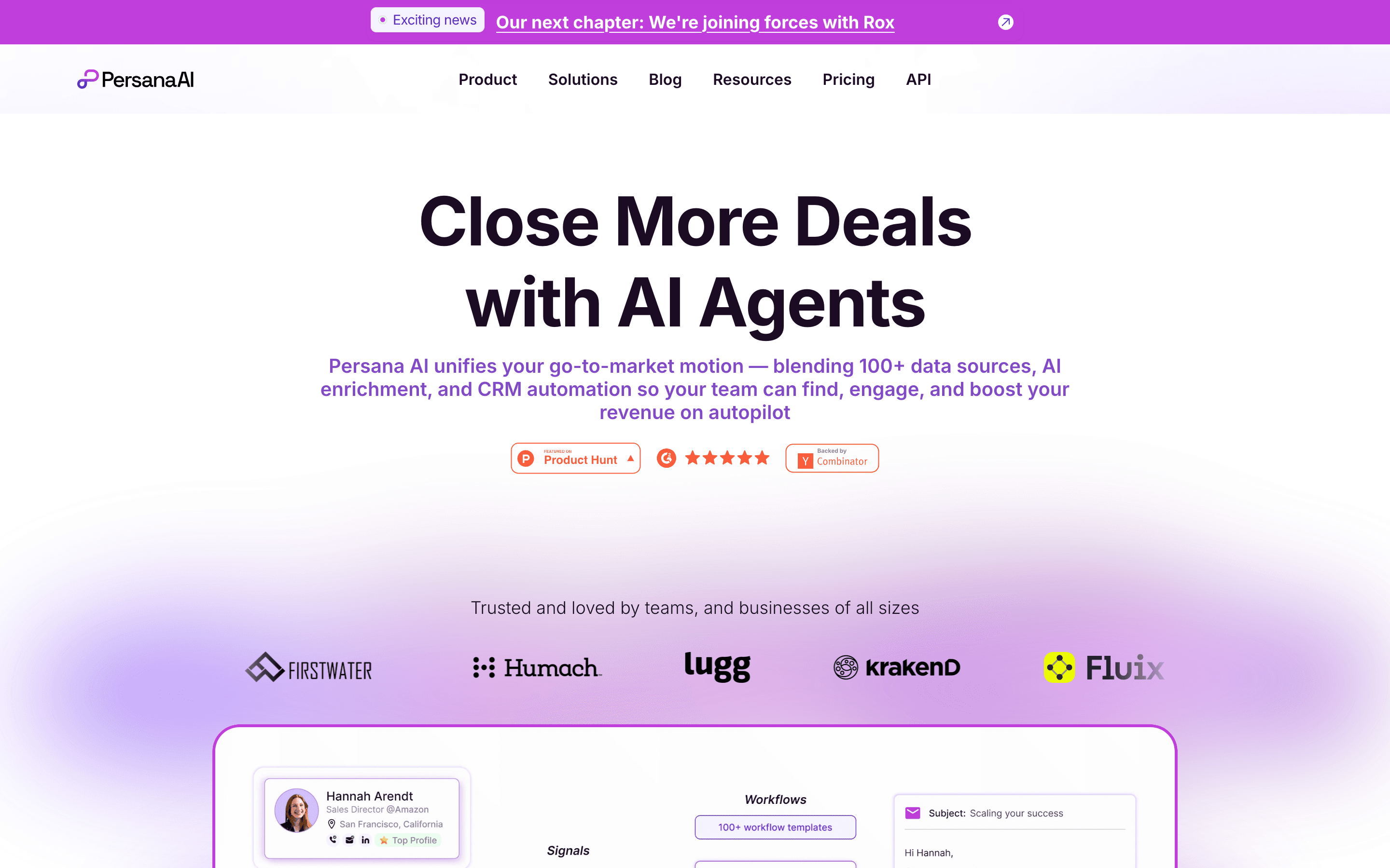 Persana AI homepage