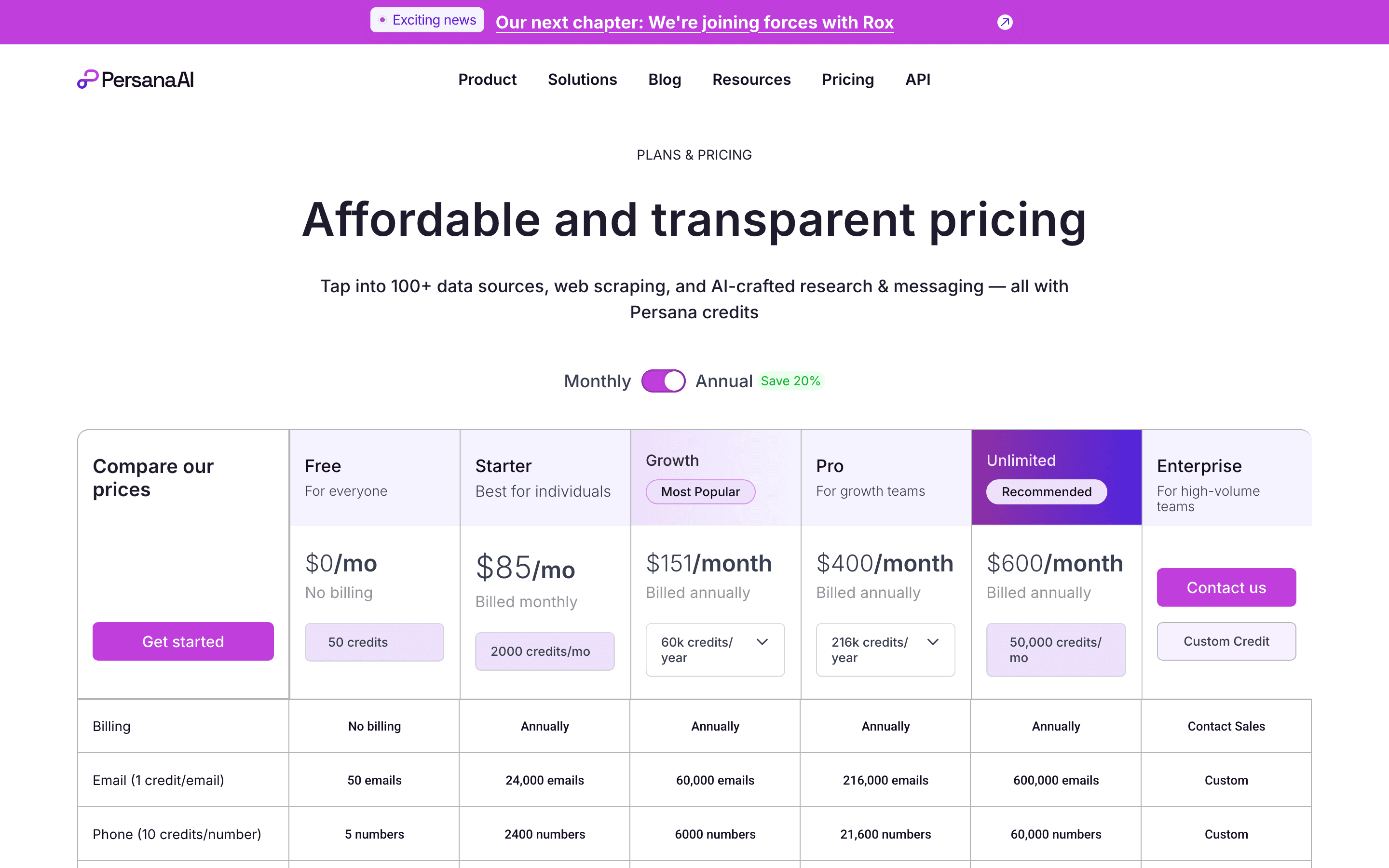 Persana AI pricing