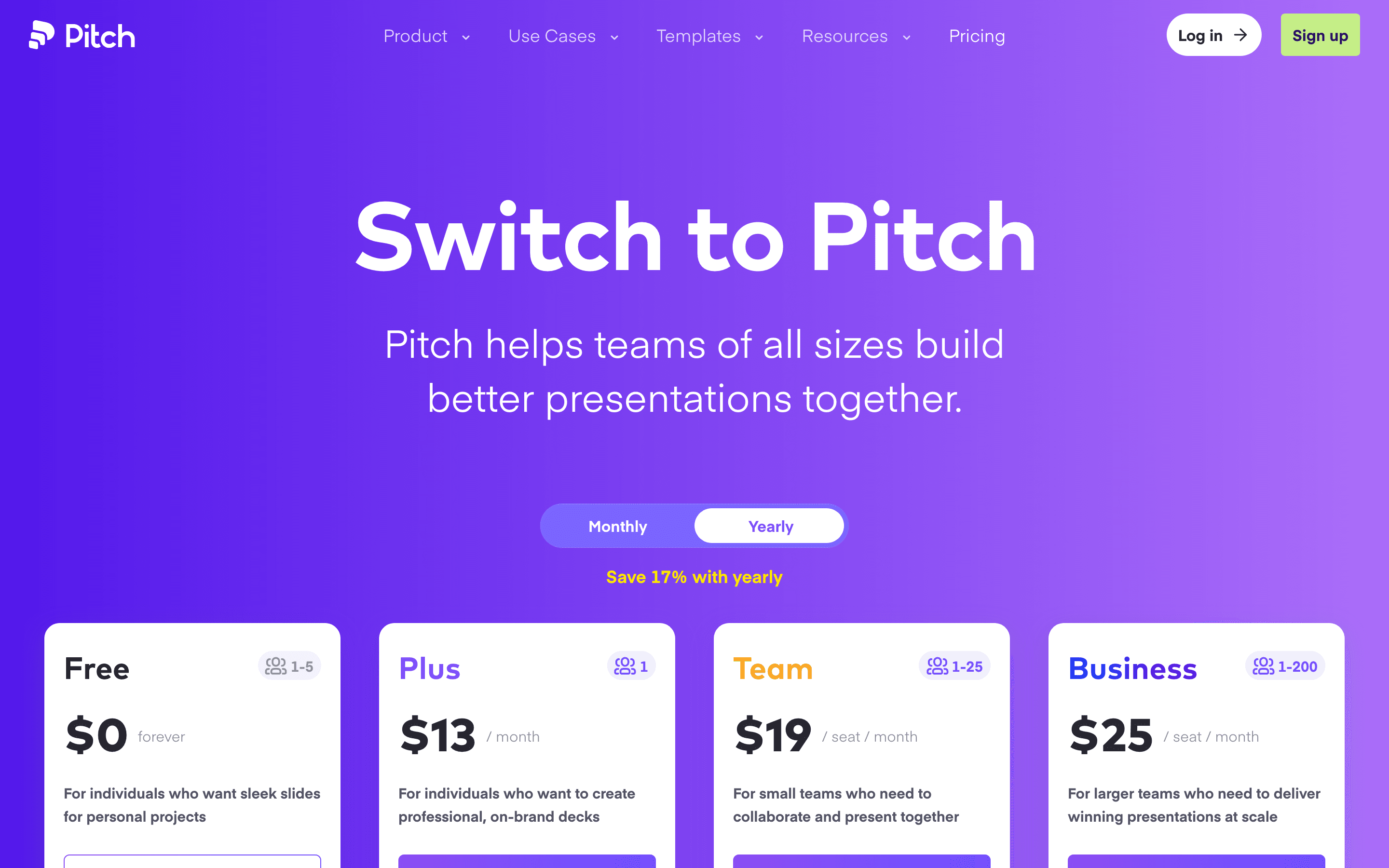 Pitch pricing