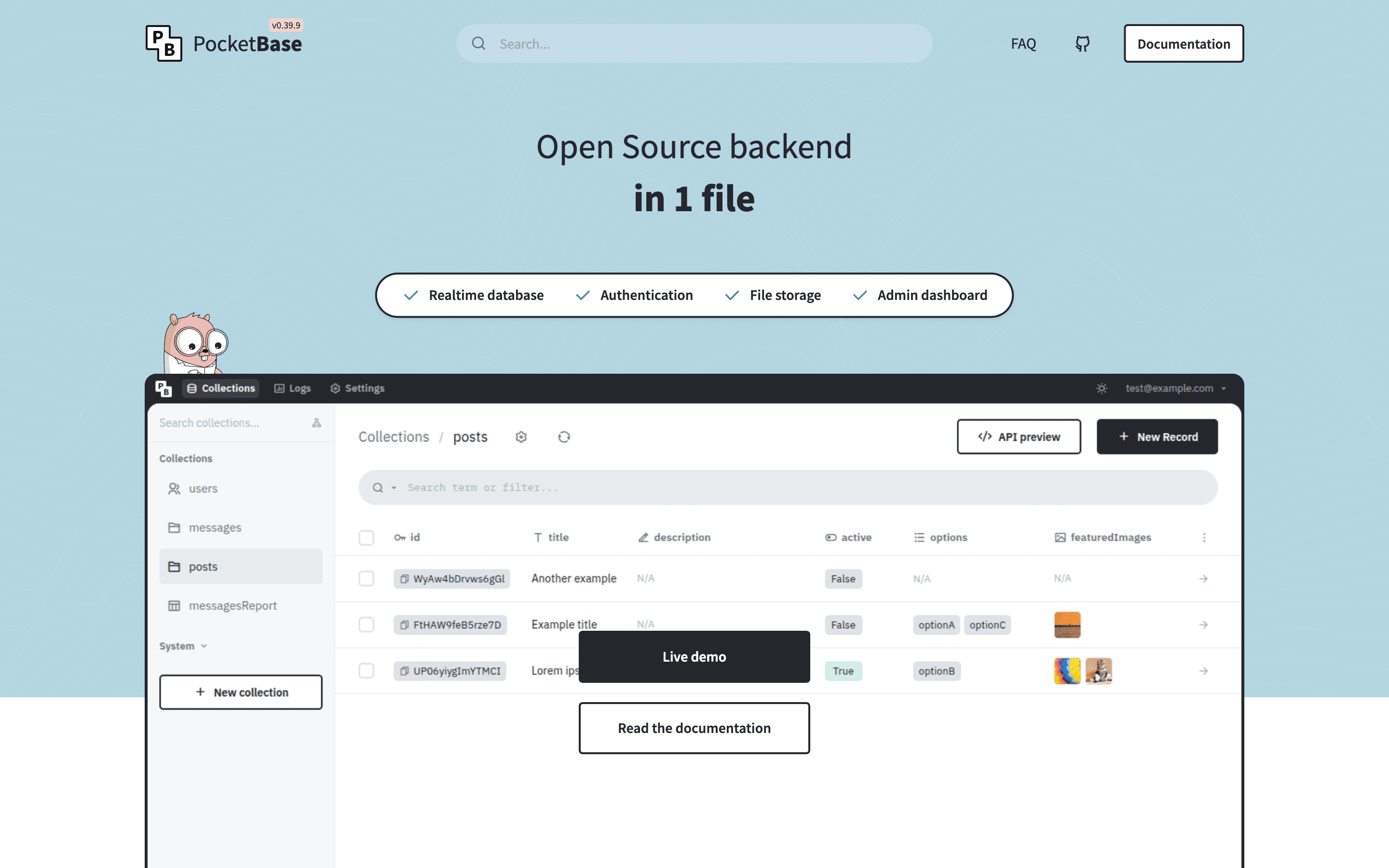 PocketBase homepage