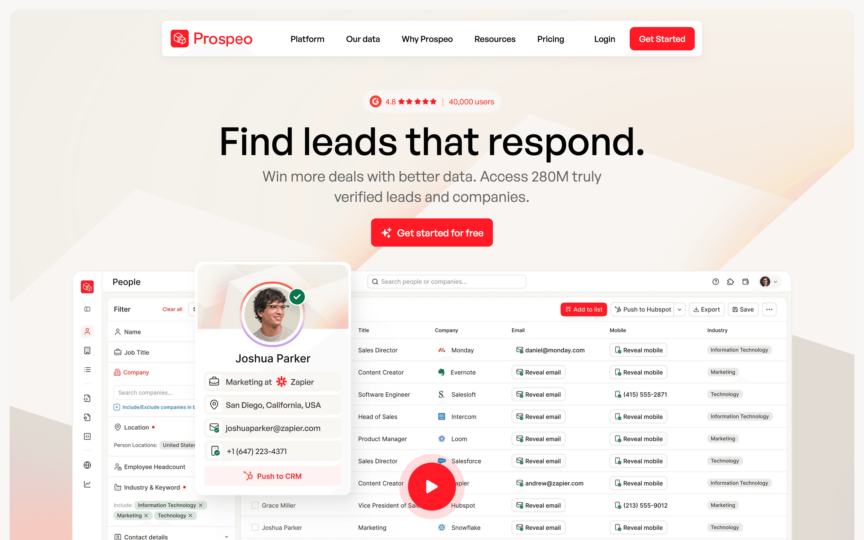 Prospeo homepage