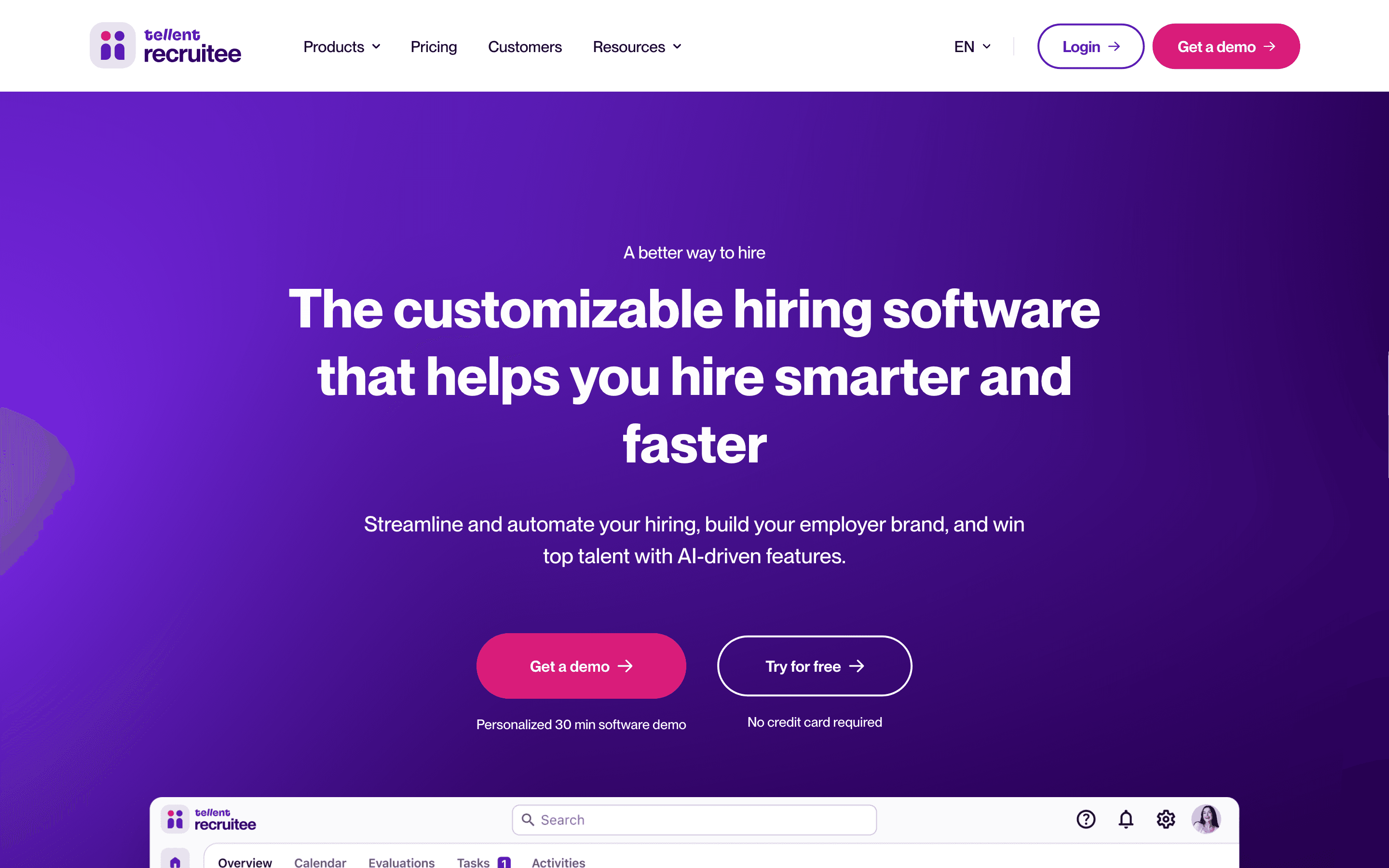 Recruitee homepage