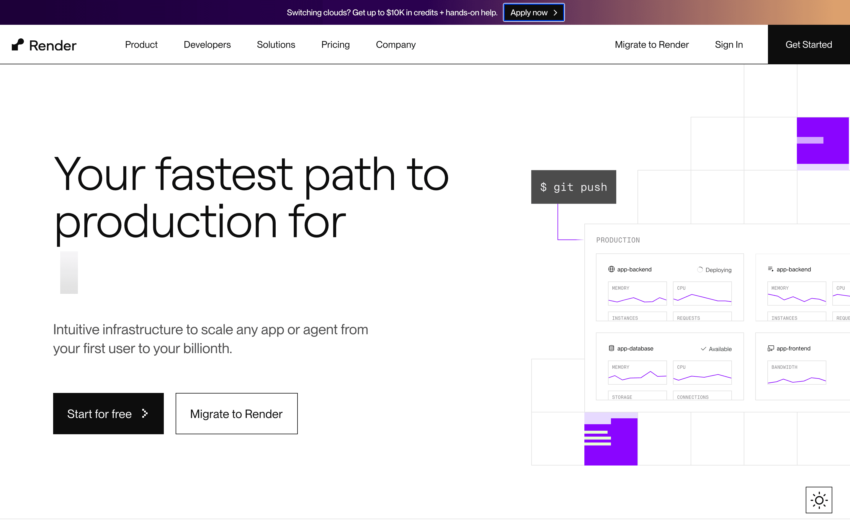 Render homepage
