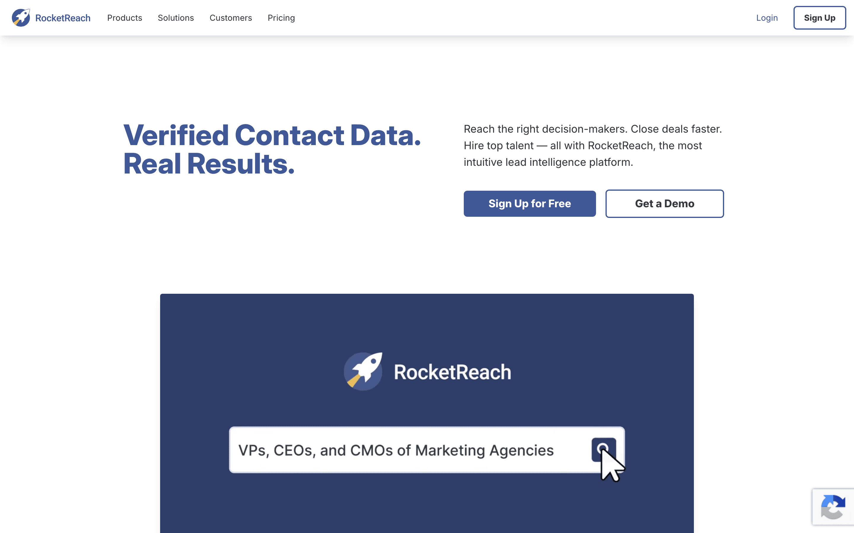 RocketReach homepage