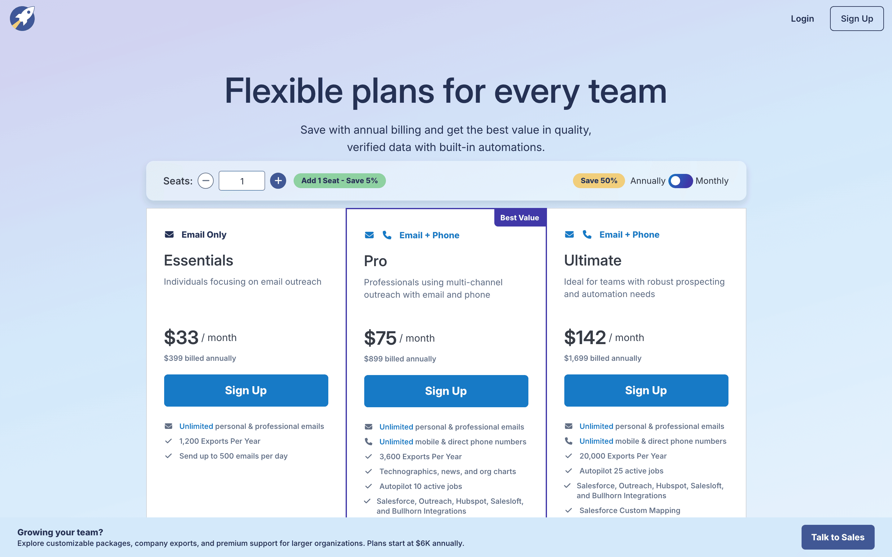 RocketReach pricing