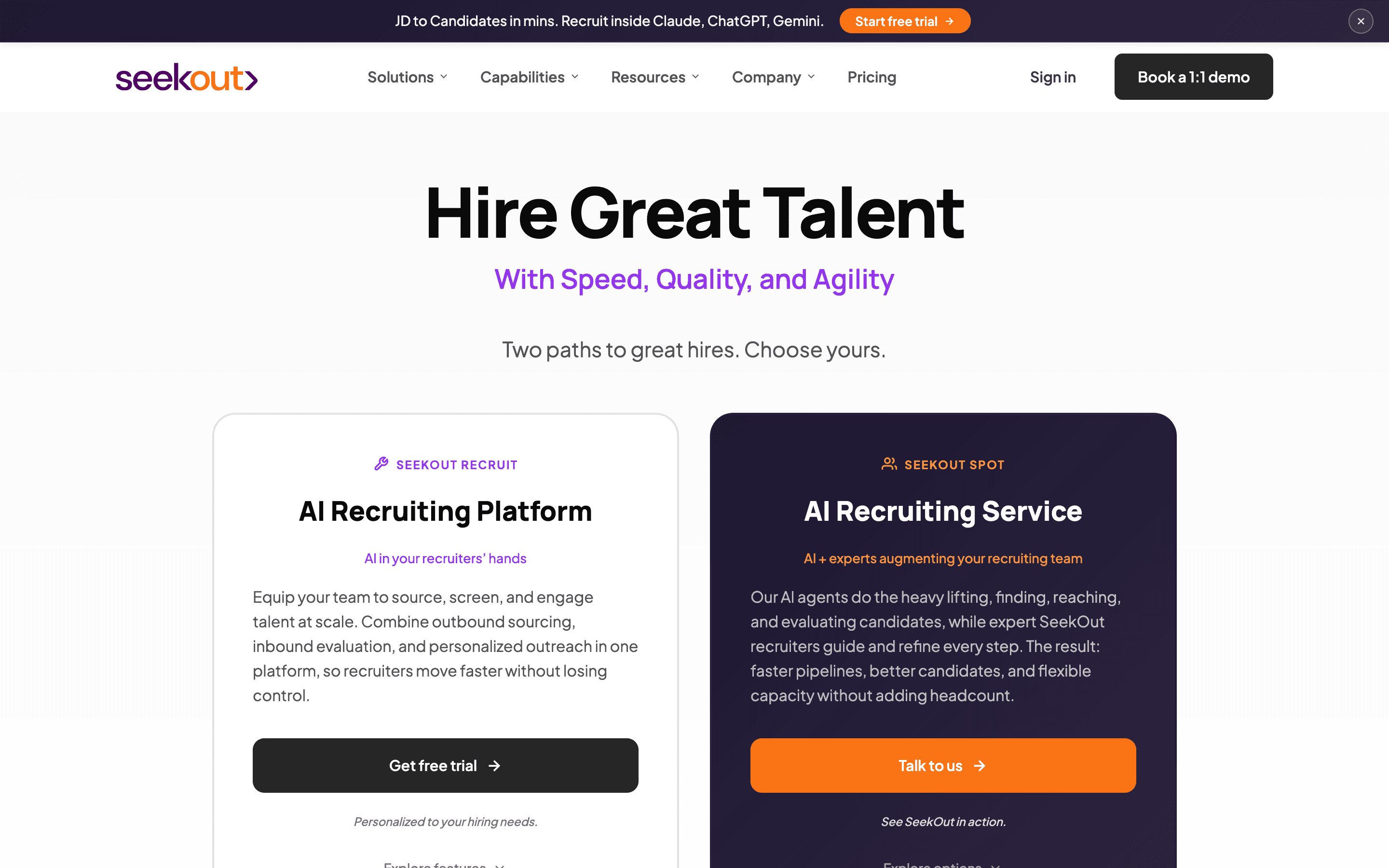 SeekOut homepage