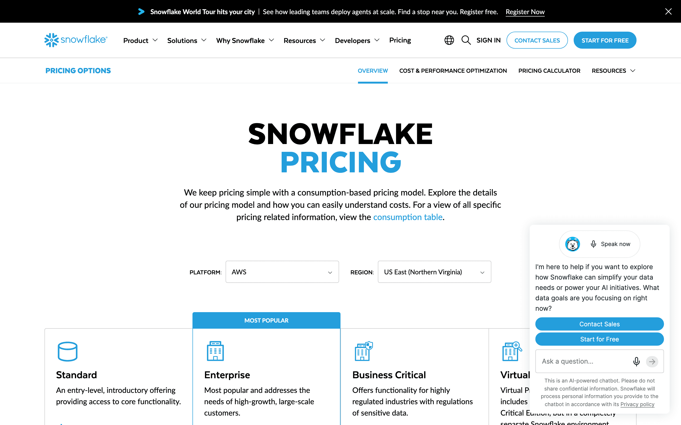 Snowflake pricing