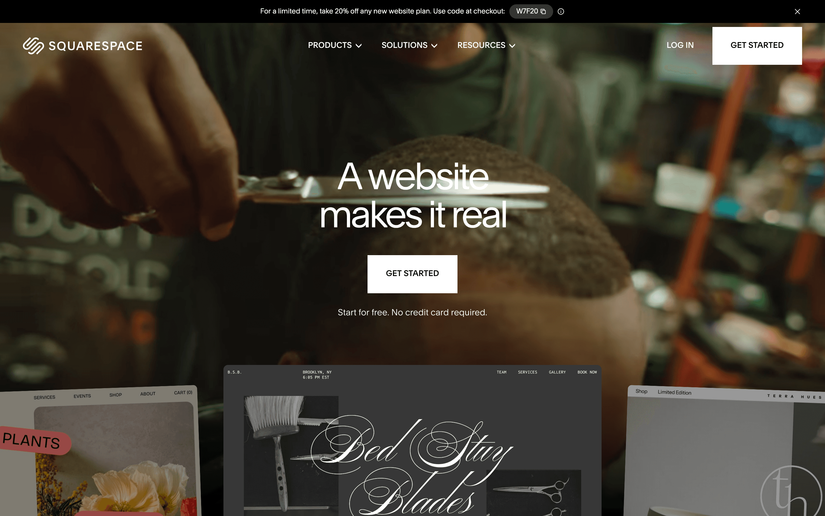 Squarespace homepage