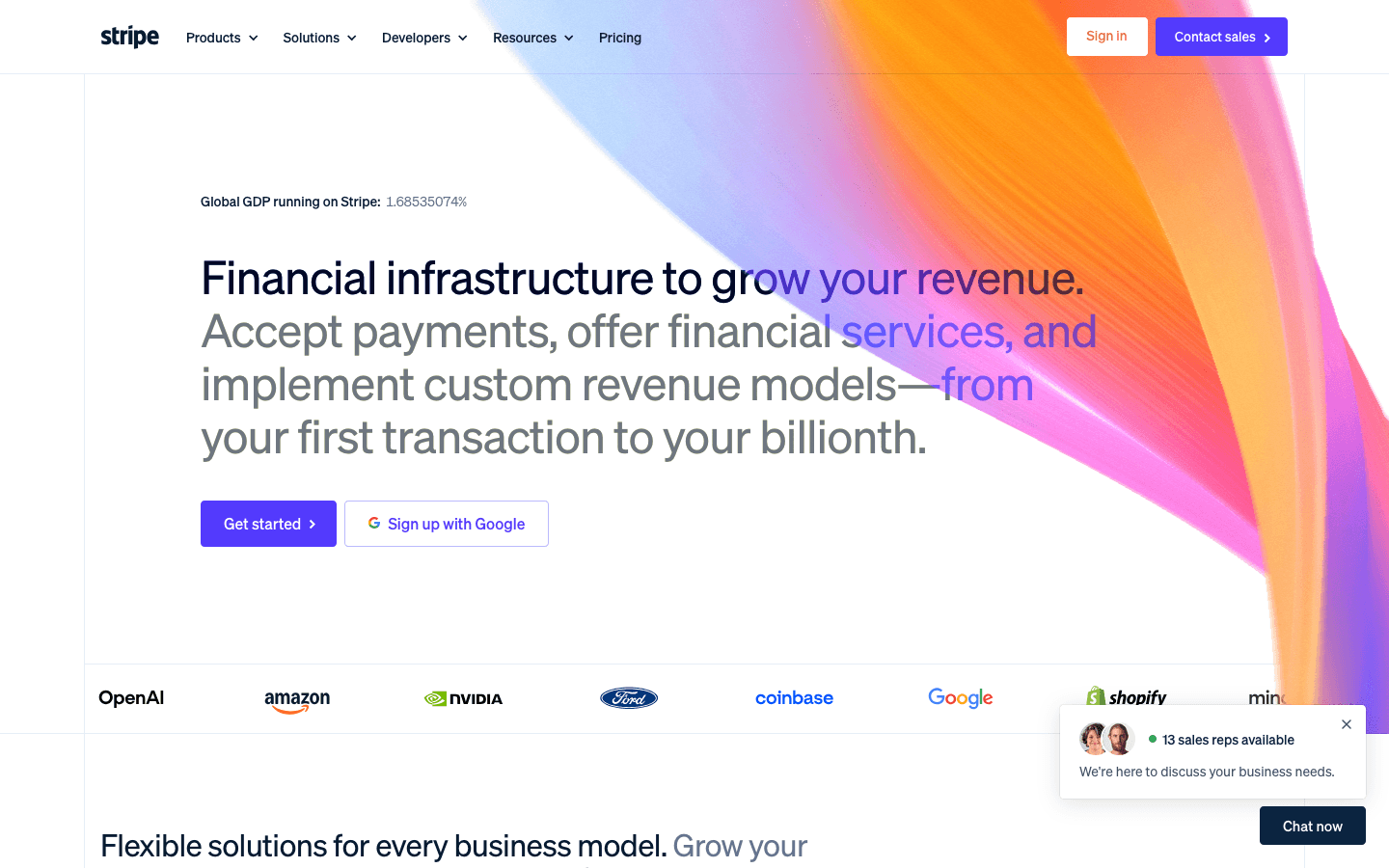 Stripe homepage