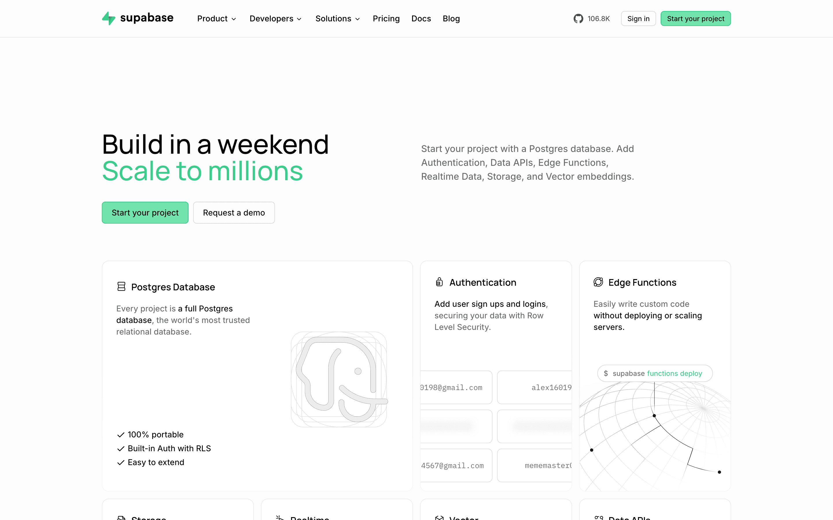 Supabase homepage