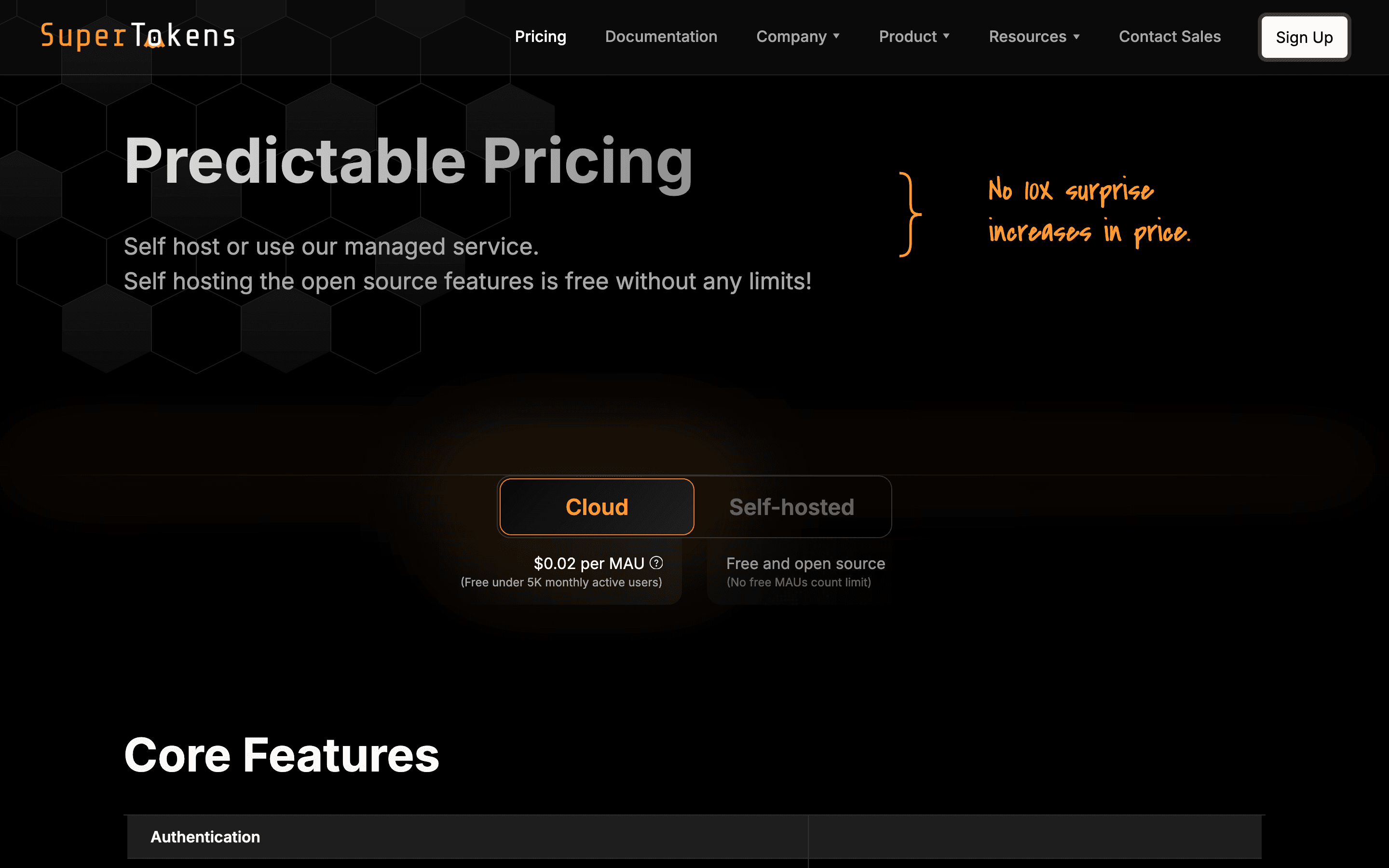 SuperTokens pricing
