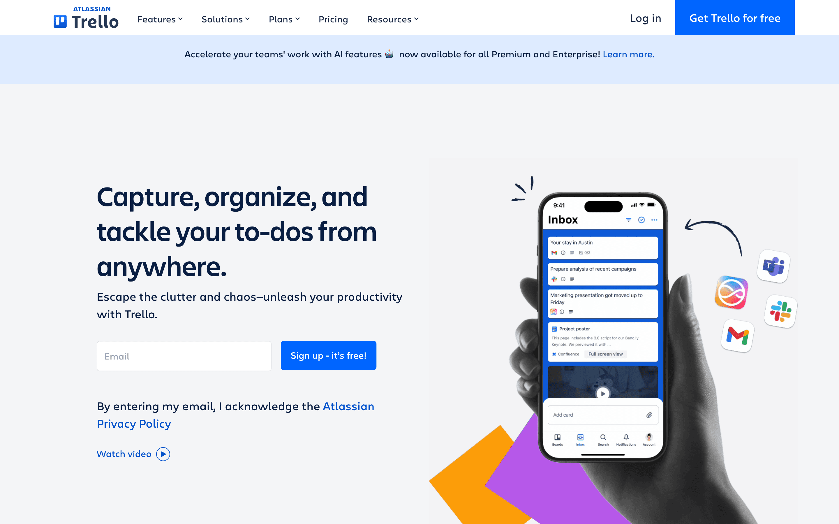 Trello homepage
