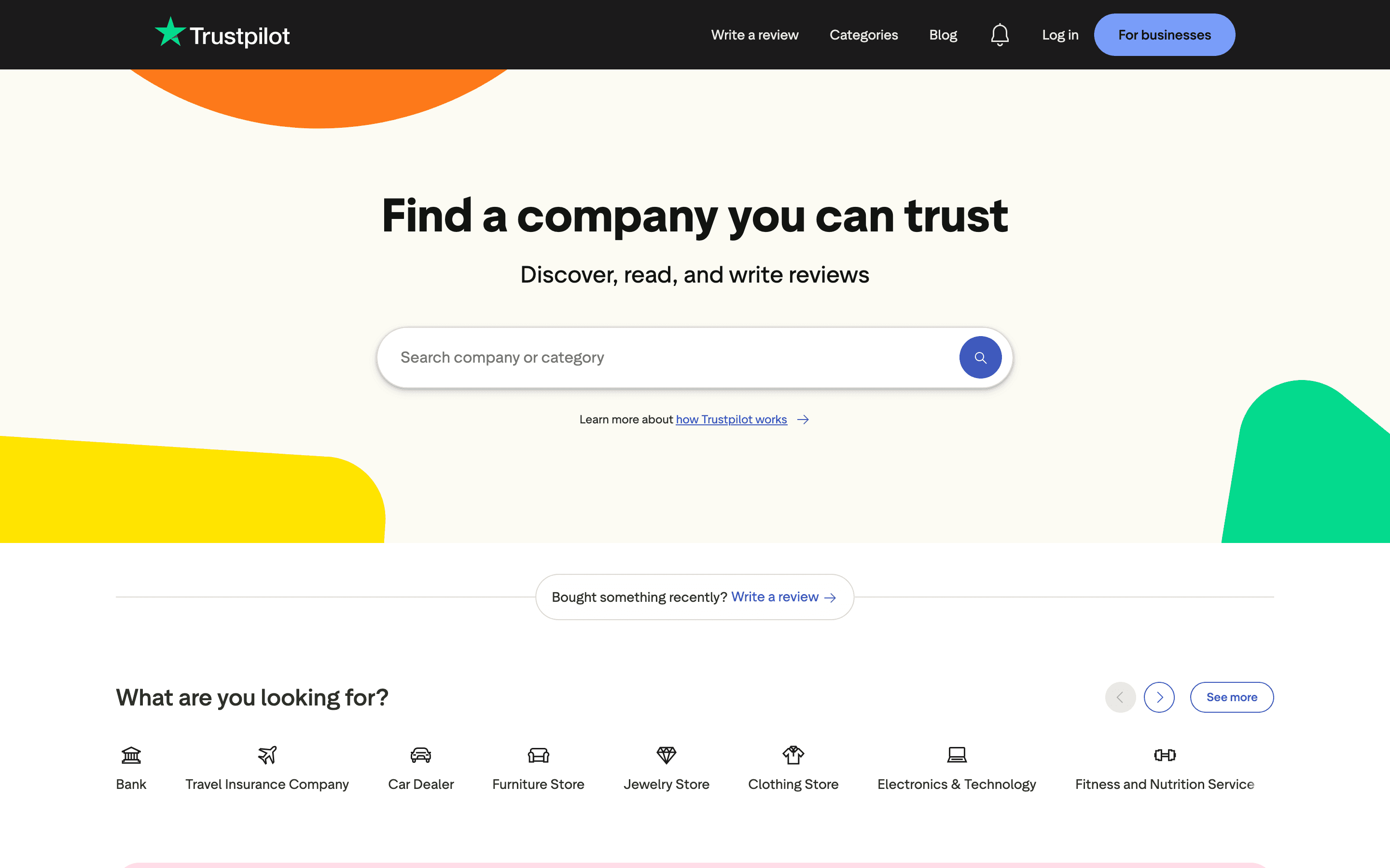 Trustpilot homepage
