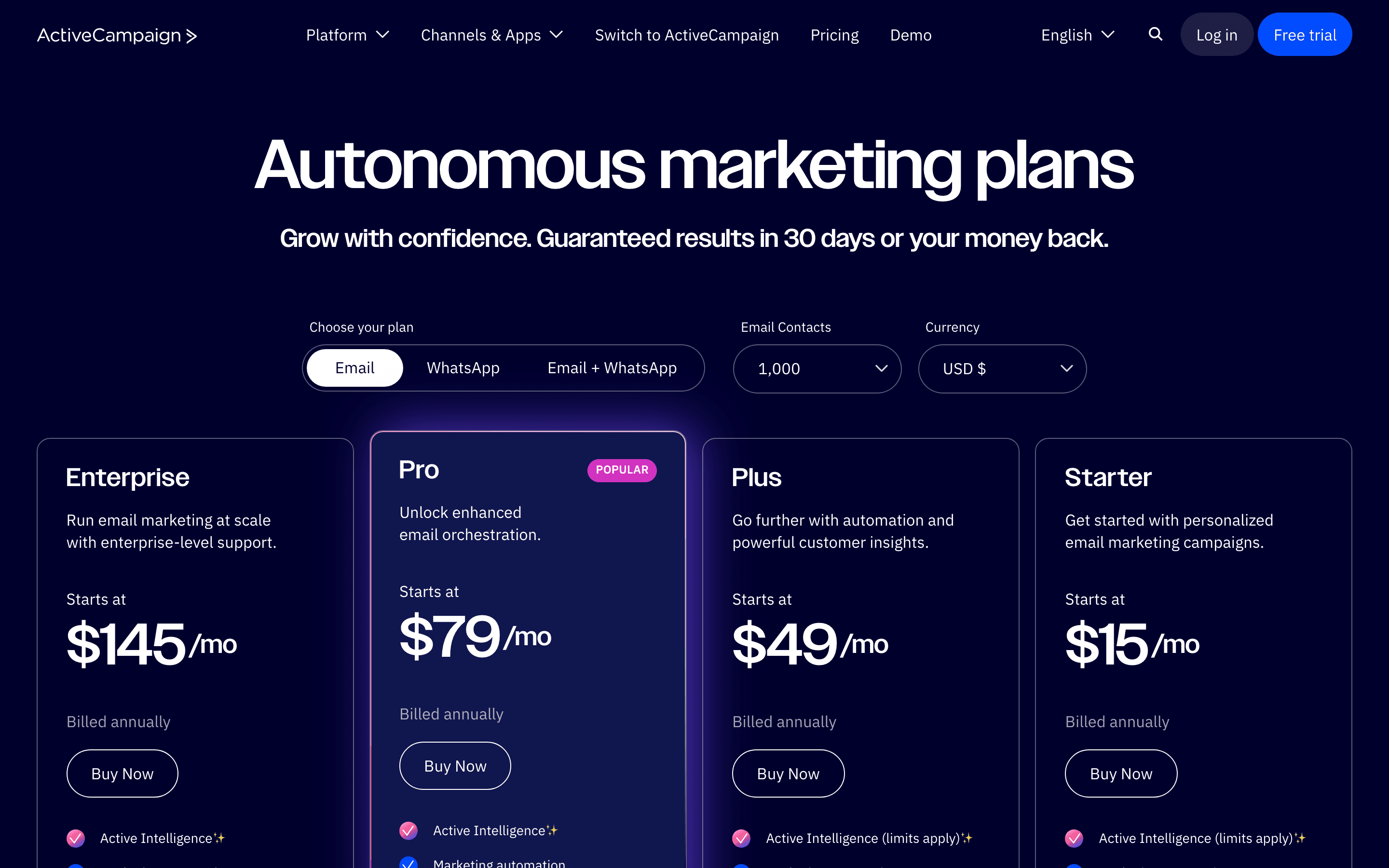 ActiveCampaign pricing