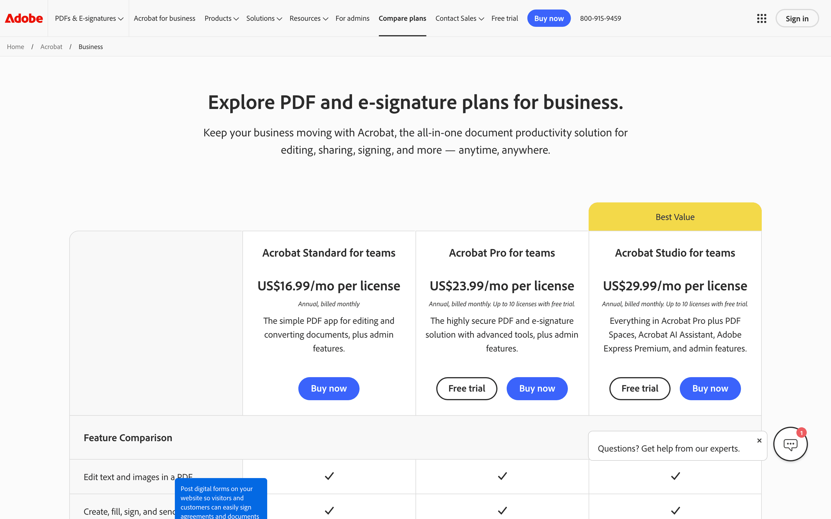 Adobe Acrobat Sign pricing