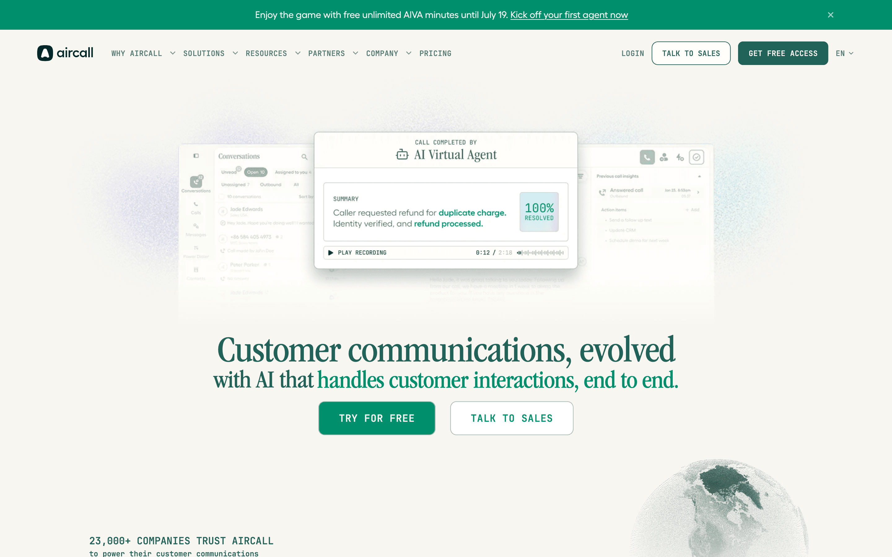 Aircall homepage